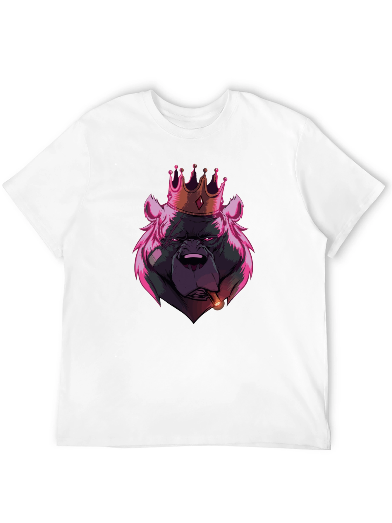 King Bear Graphic T-Shirt - Black Crew Neck Tee