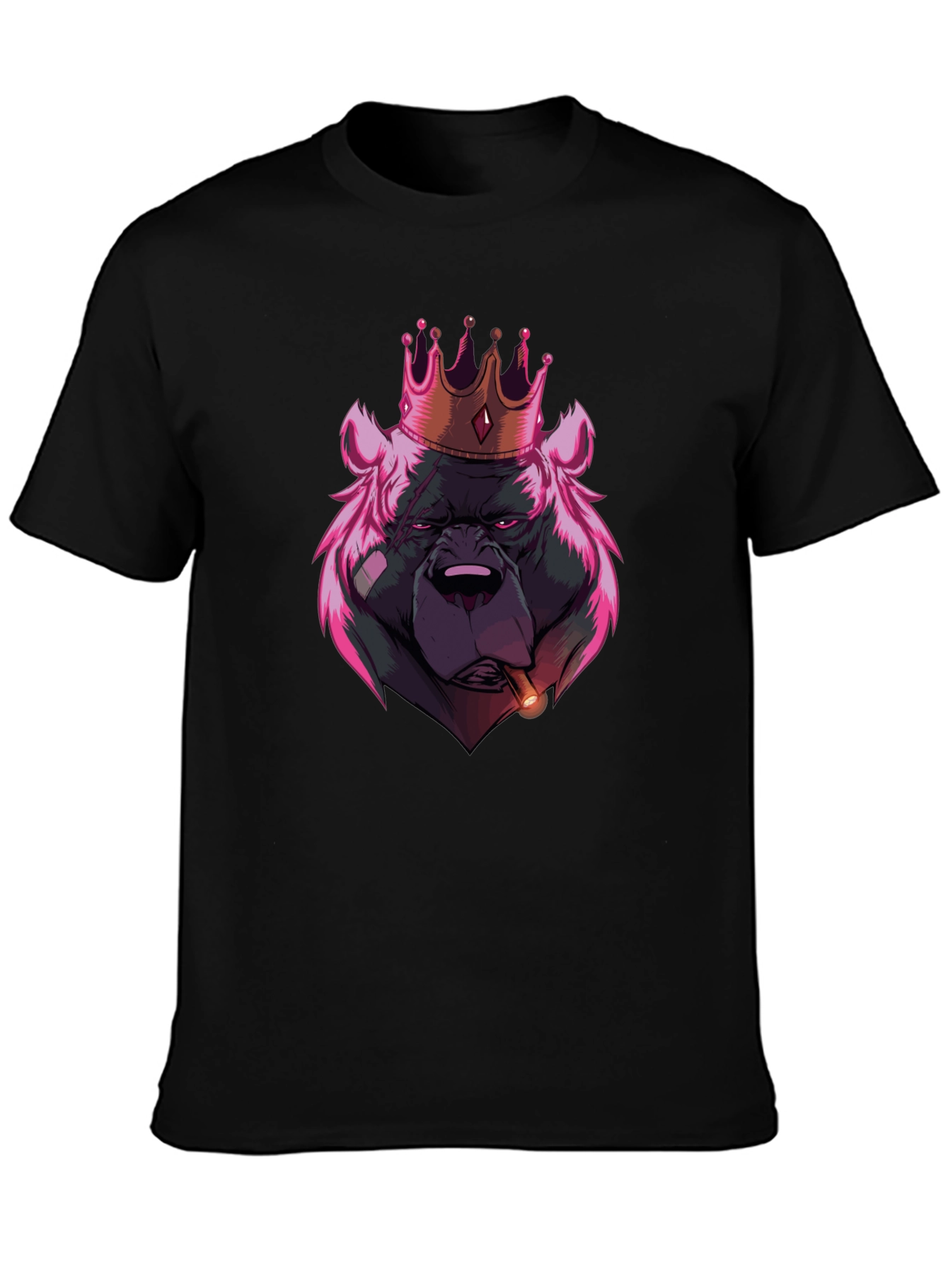 King Bear Graphic T-Shirt - Black Crew Neck Tee