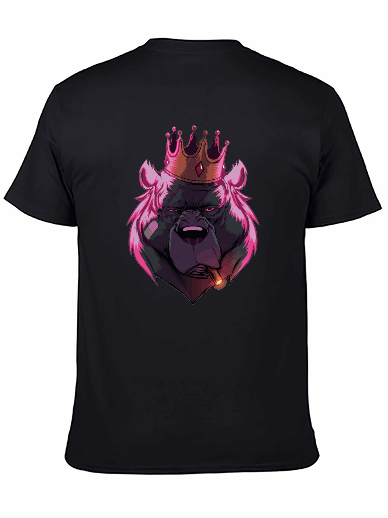 King Bear Graphic T-Shirt - Black Crew Neck Tee