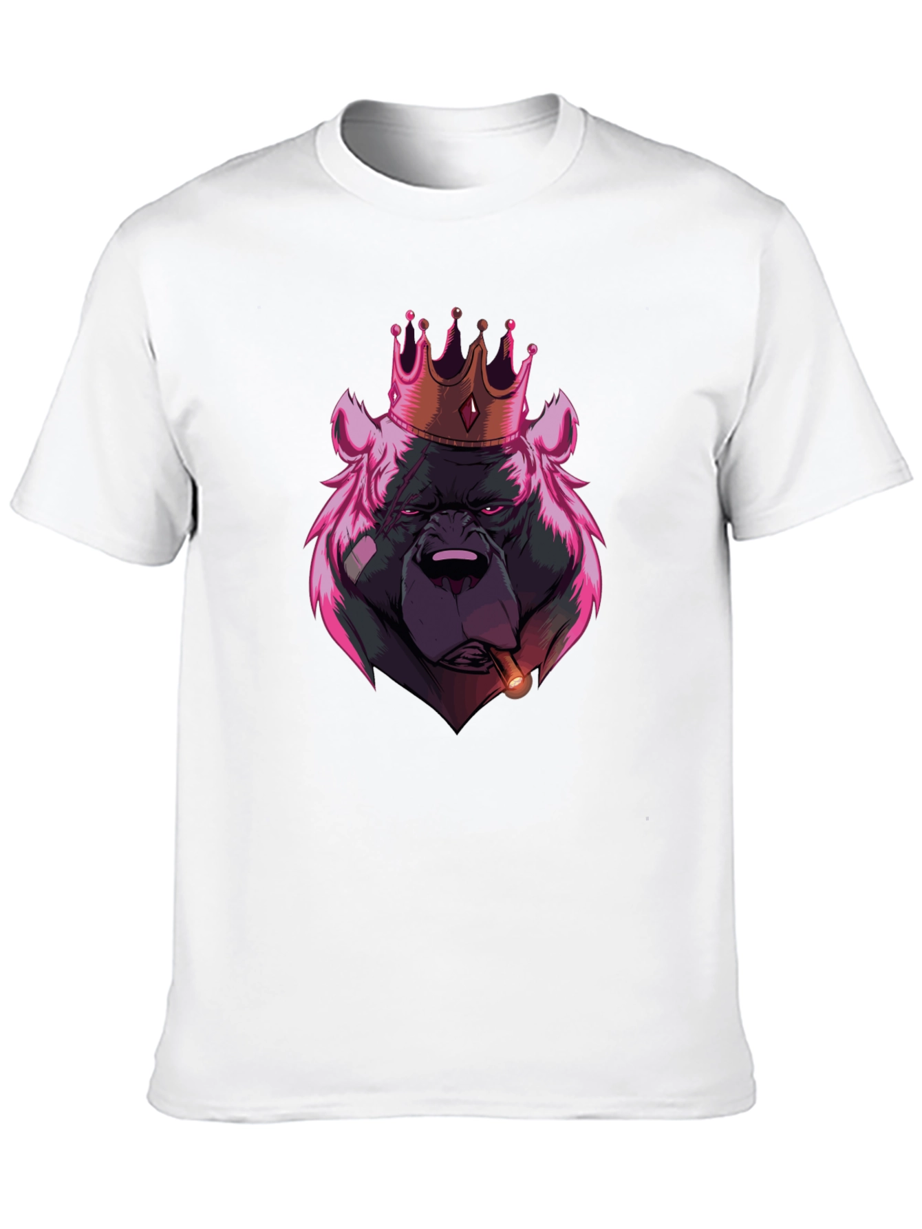King Bear Graphic T-Shirt - Black Crew Neck Tee