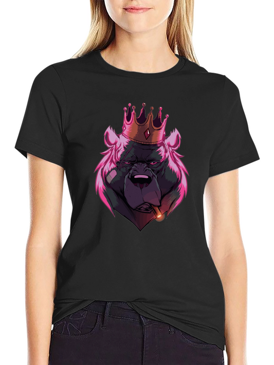 King Bear Graphic T-Shirt - Black Crew Neck Tee