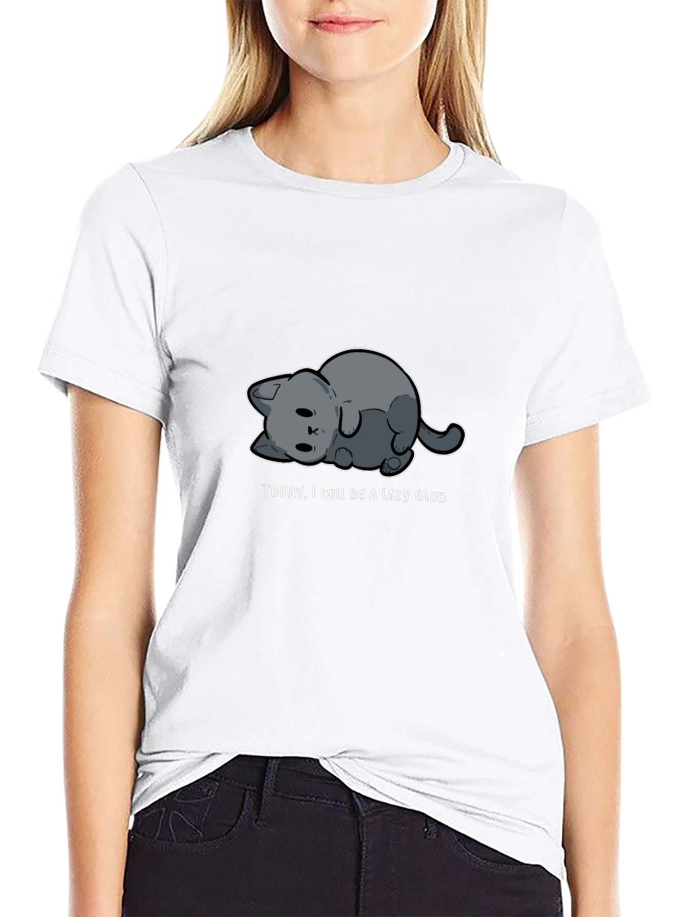 Lazy Blob Cat Tee - Relaxed Style