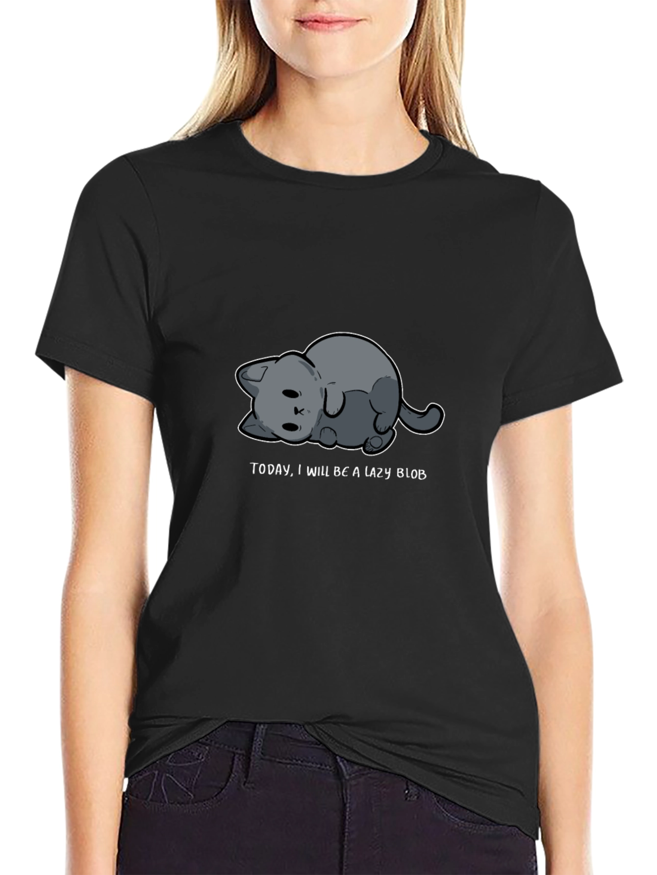 Lazy Blob Cat Tee - Relaxed Style