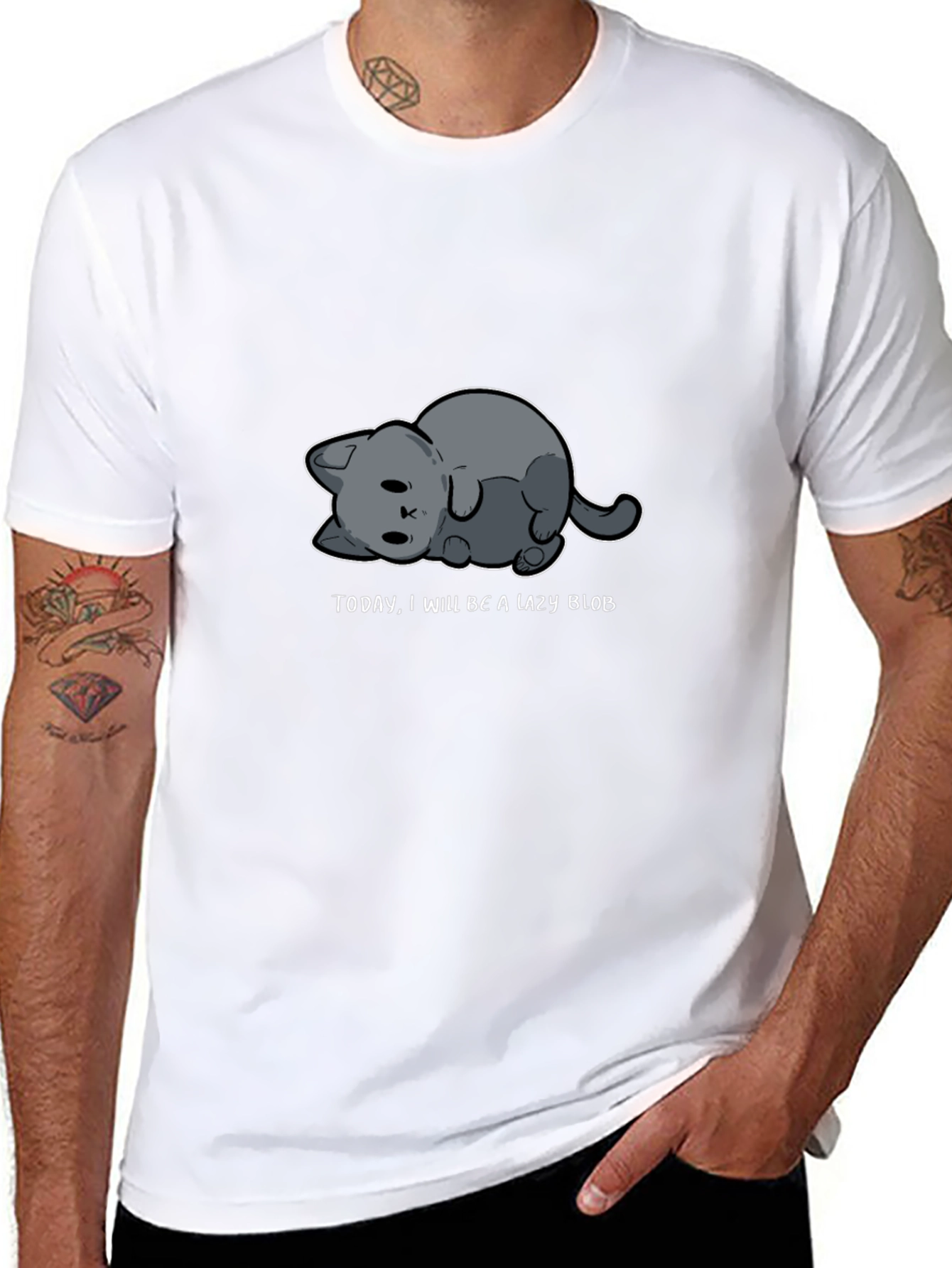 Lazy Blob Cat Tee - Relaxed Style