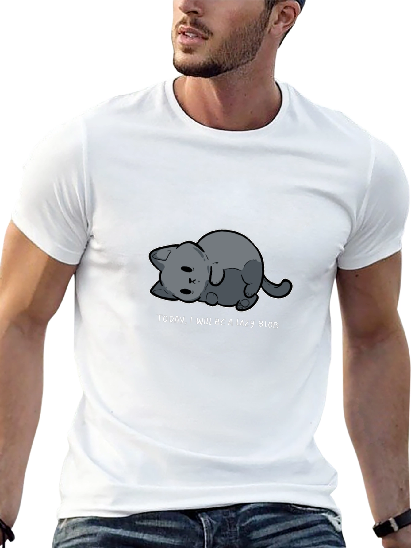 Lazy Blob Cat Tee - Relaxed Style
