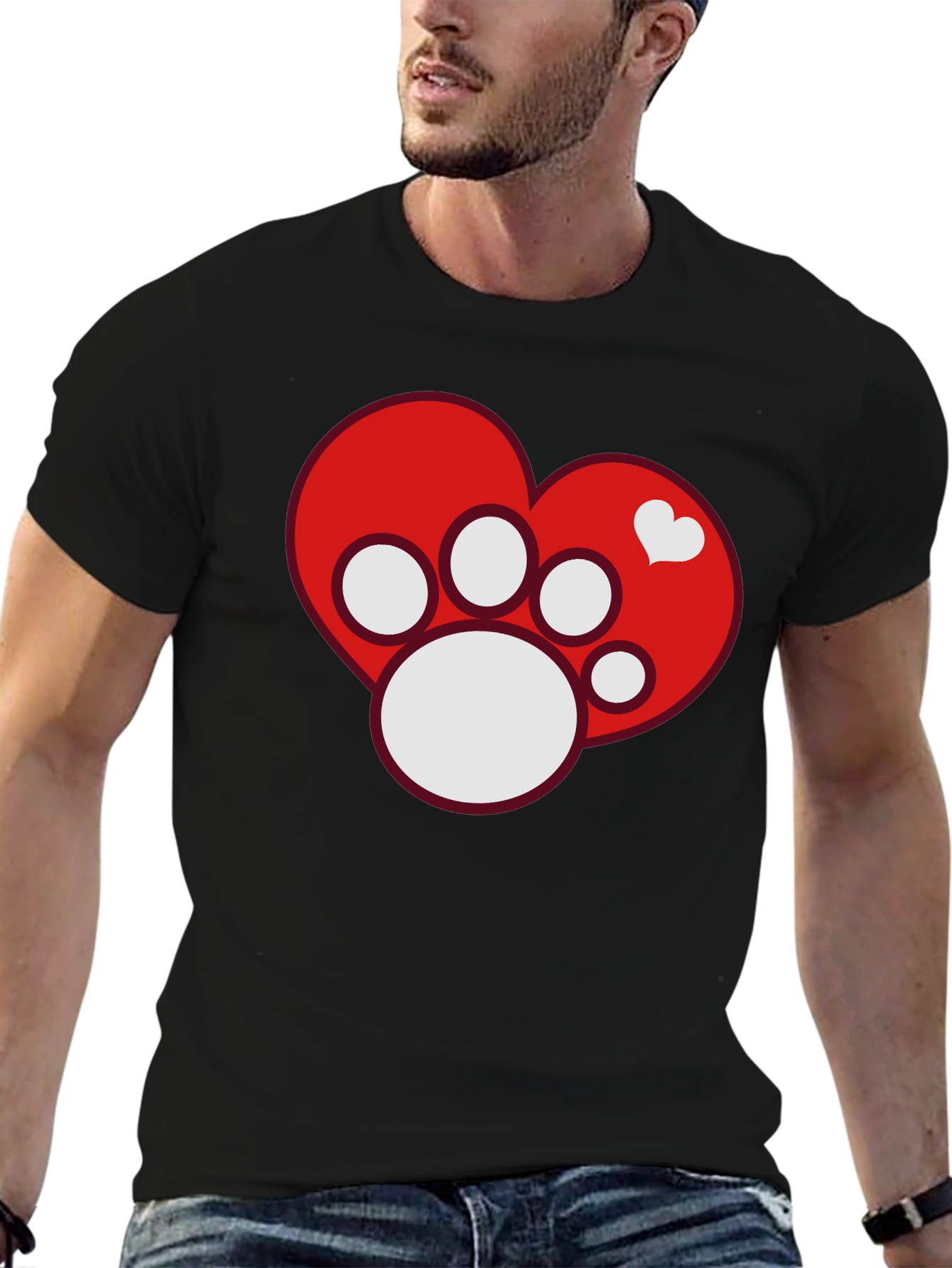 Dog Paw Heart T-Shirt - Pet Lover Tee