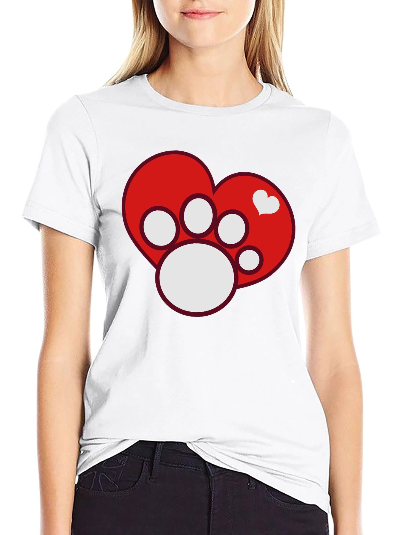 Dog Paw Heart T-Shirt - Pet Lover Tee