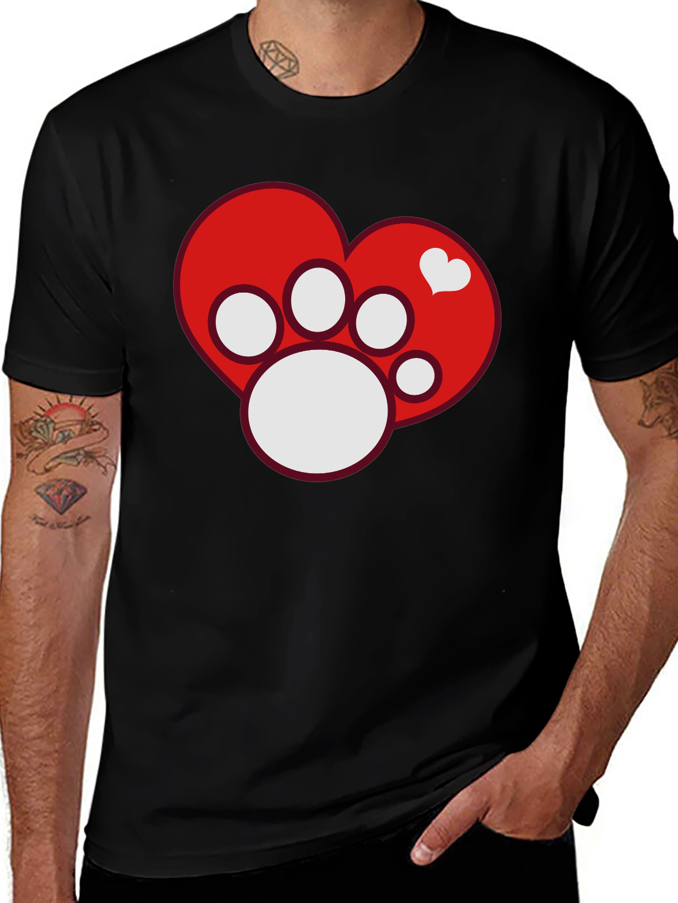 Dog Paw Heart T-Shirt - Pet Lover Tee