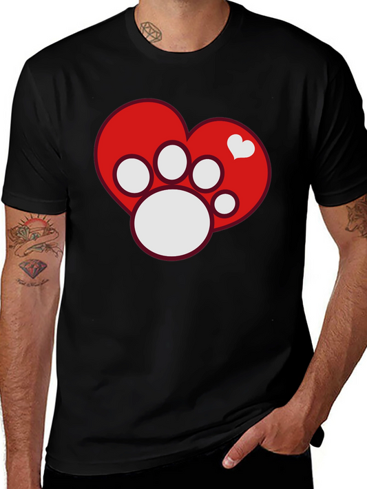 Dog Paw Heart T-Shirt - Pet Lover Tee