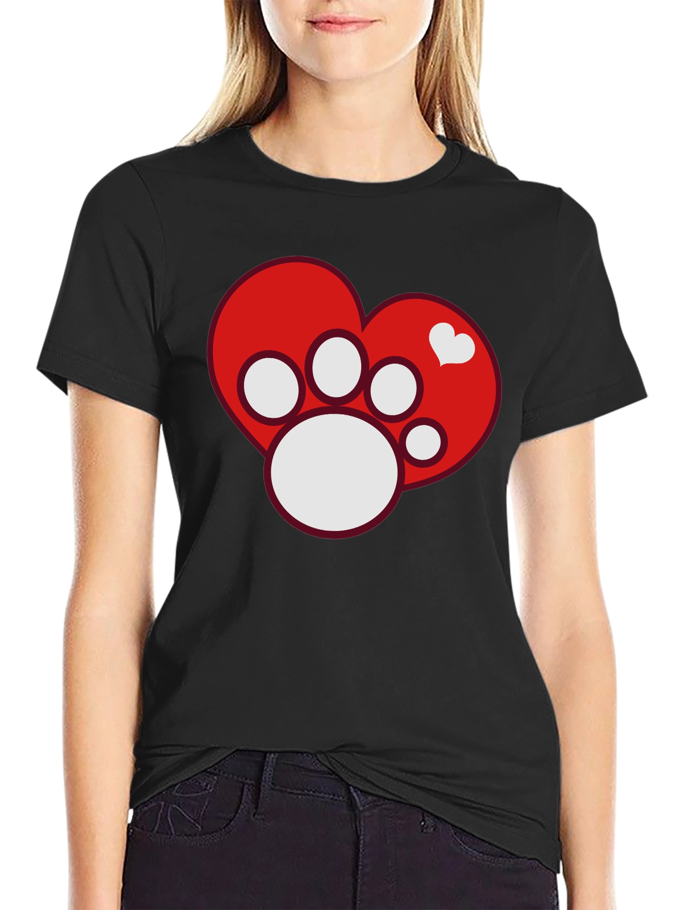 Dog Paw Heart T-Shirt - Pet Lover Tee