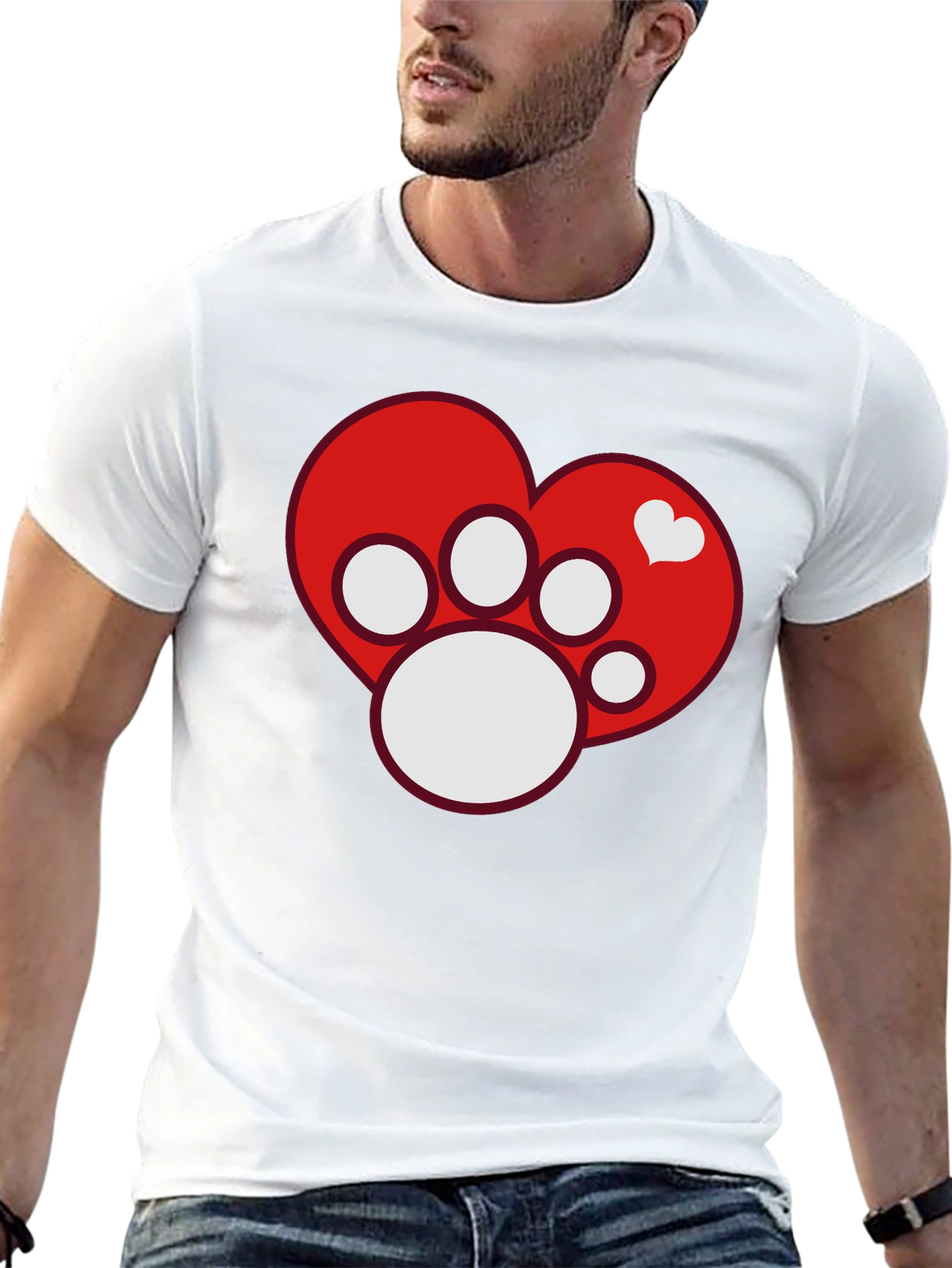 Dog Paw Heart T-Shirt - Pet Lover Tee