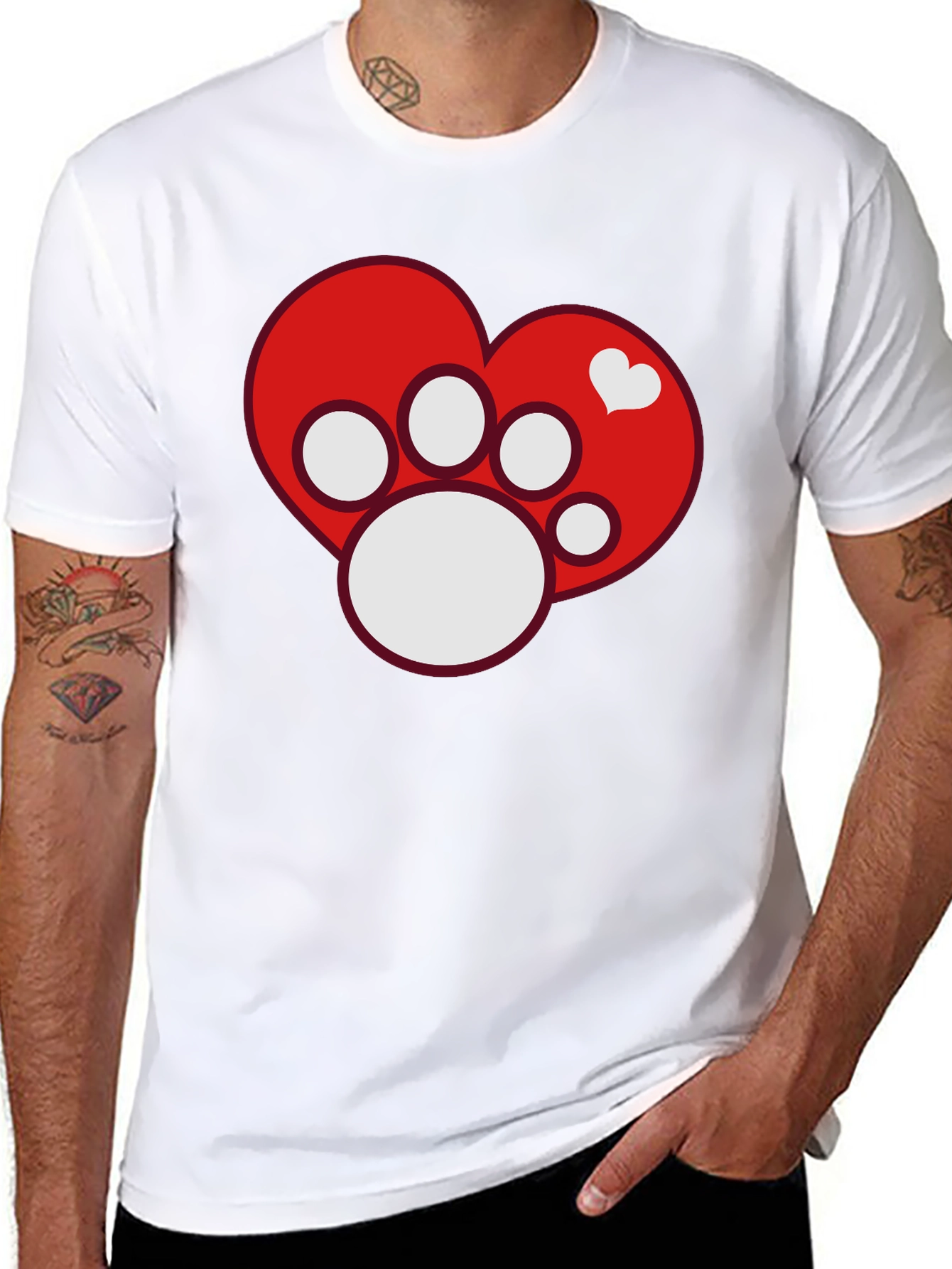 Dog Paw Heart T-Shirt - Pet Lover Tee