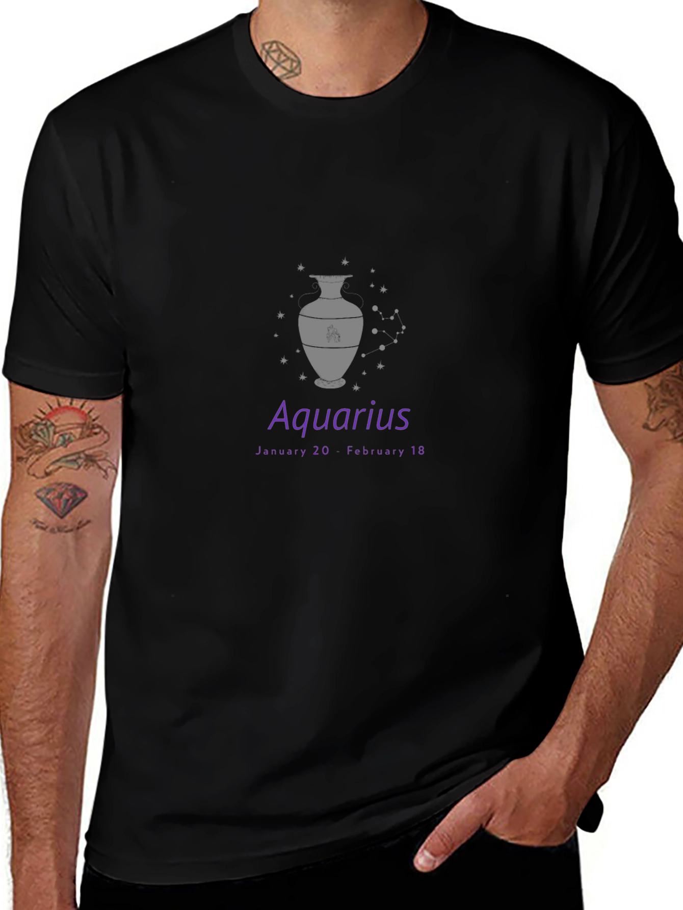 Aquarius Zodiac Black T-Shirt