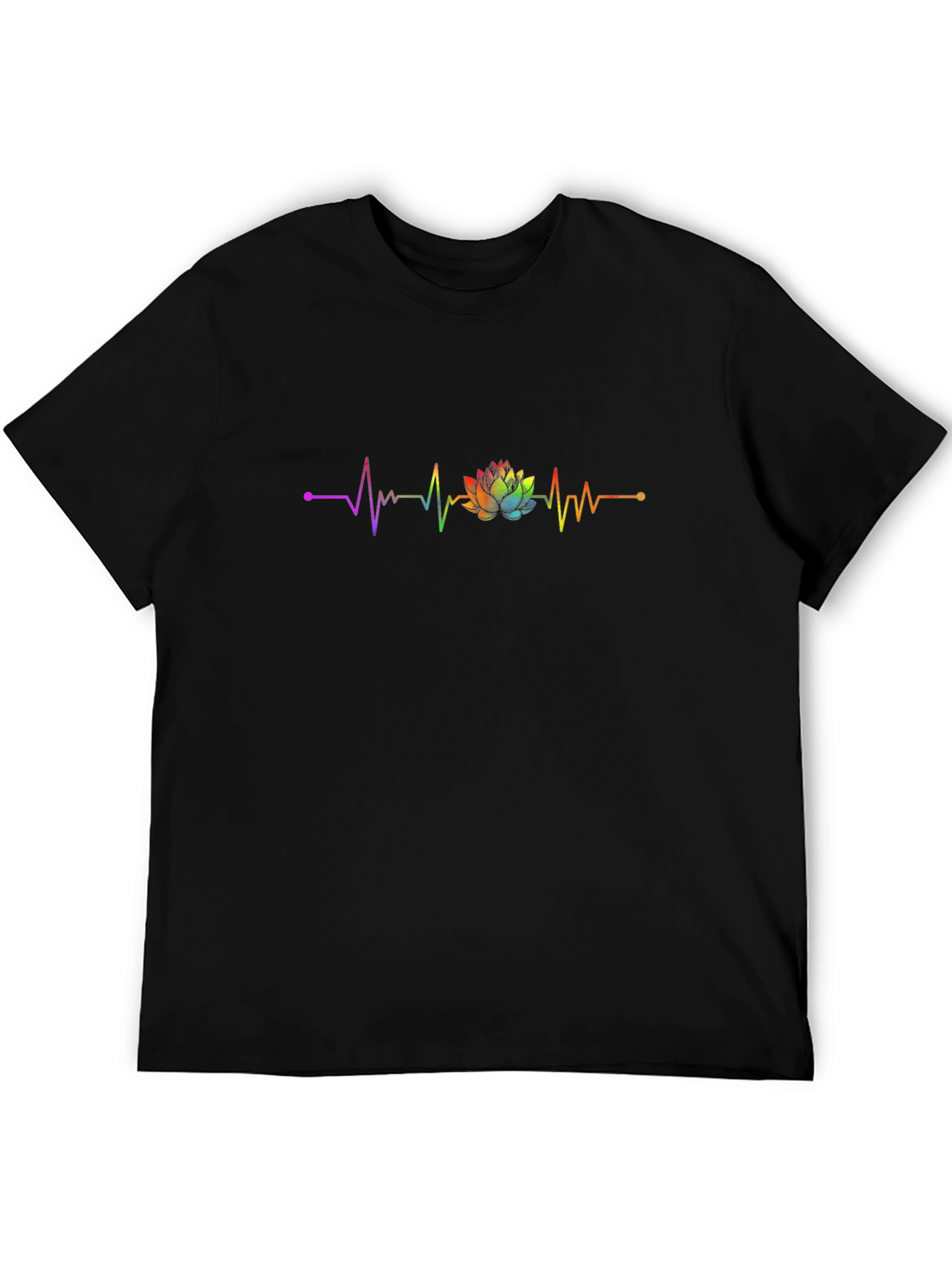 Rainbow Lotus Heartbeat Graphic Tee