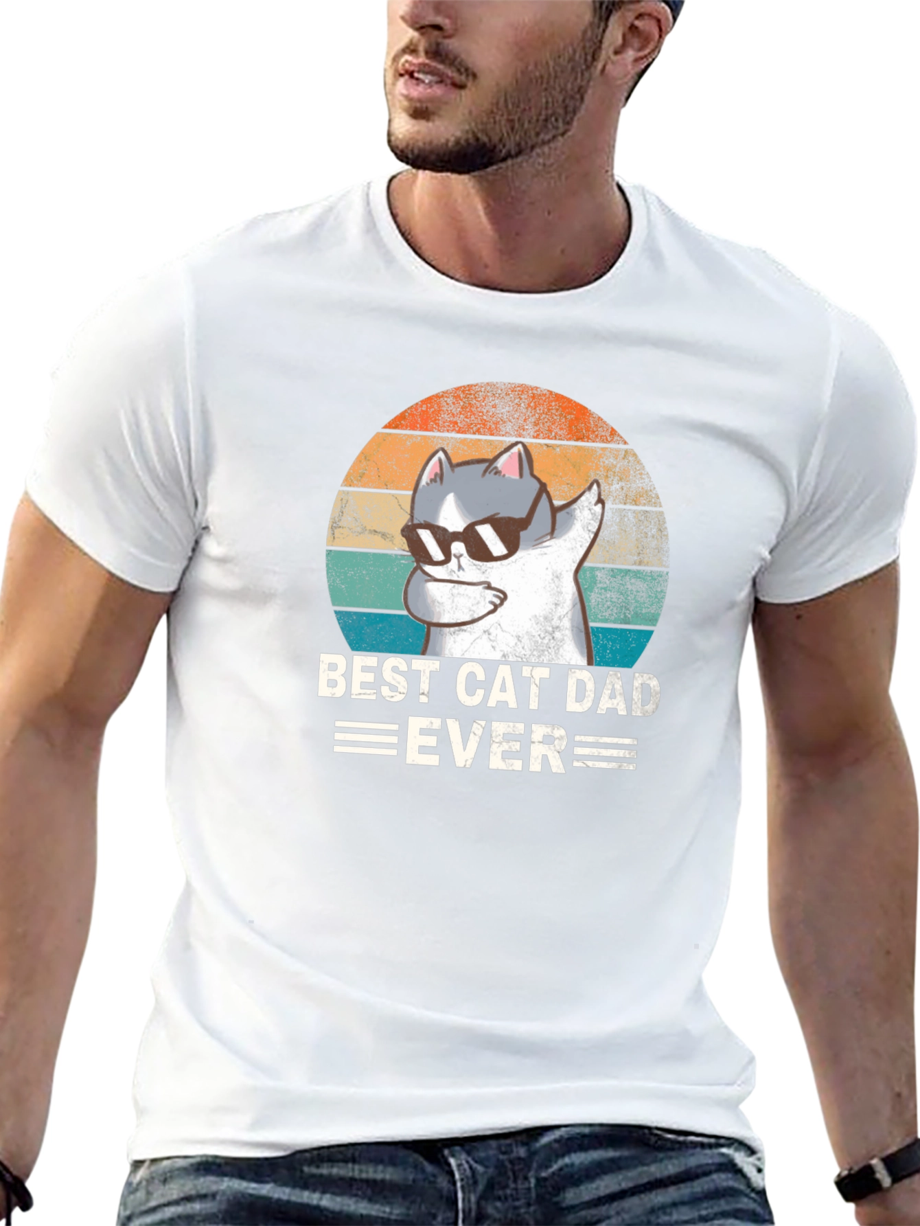 Best Cat Dad Ever Black T-Shirt