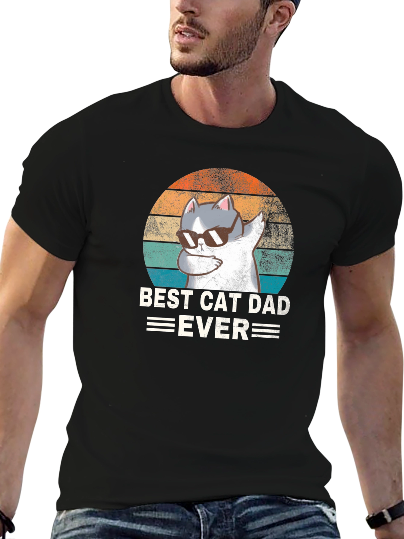 Best Cat Dad Ever Black T-Shirt