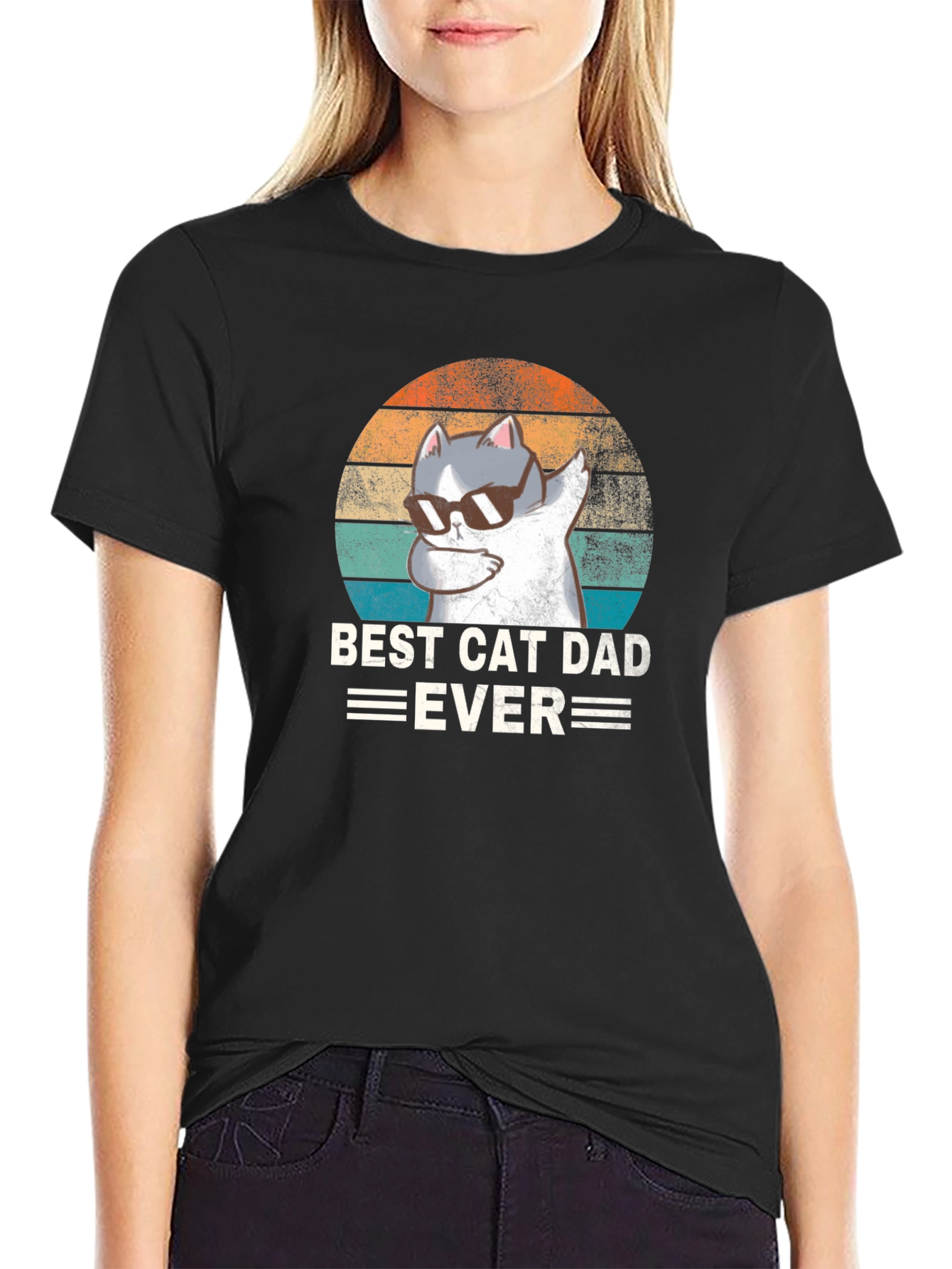 Best Cat Dad Ever Black T-Shirt