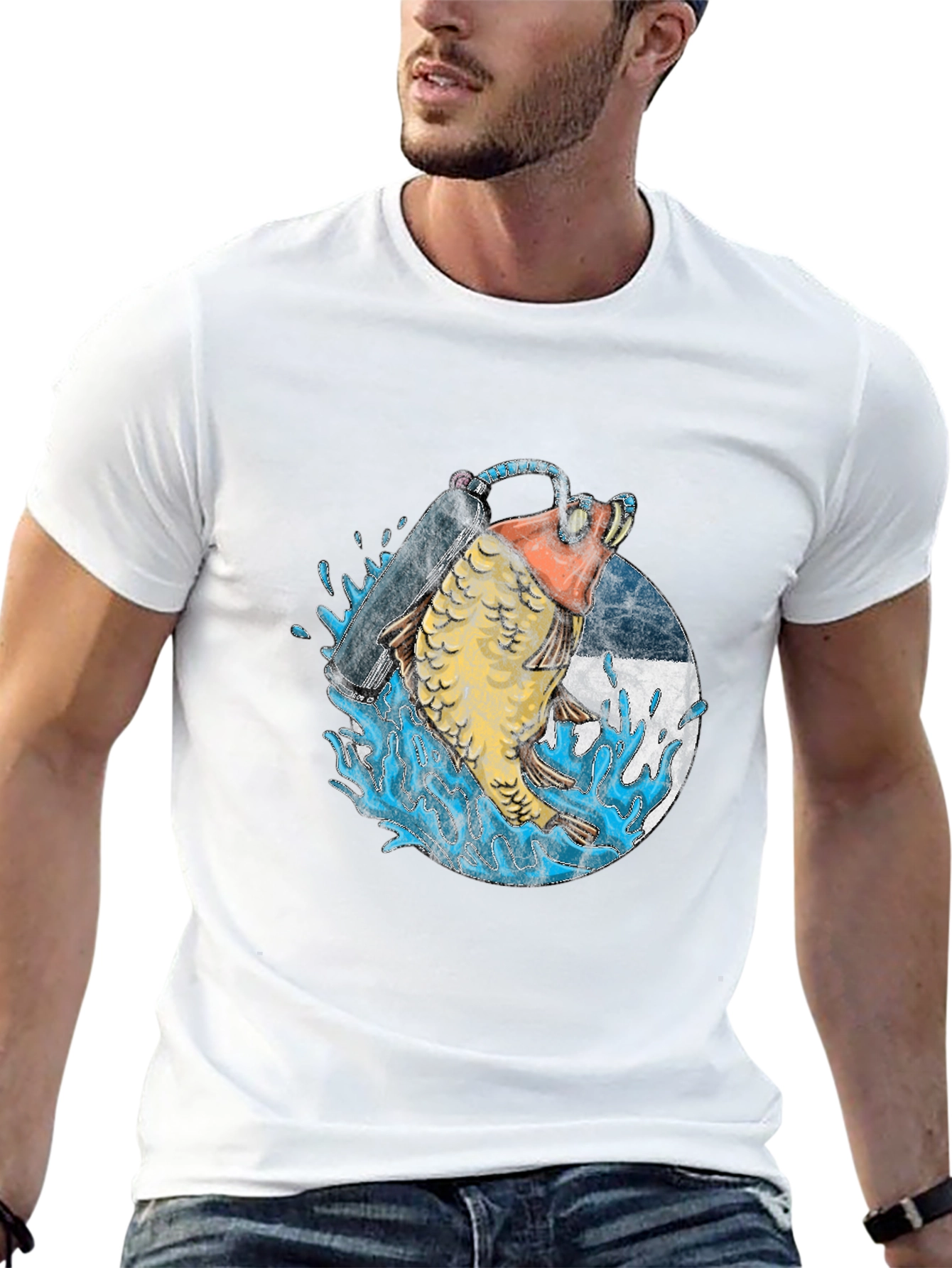 Diving Fish Graphic Tee - Black