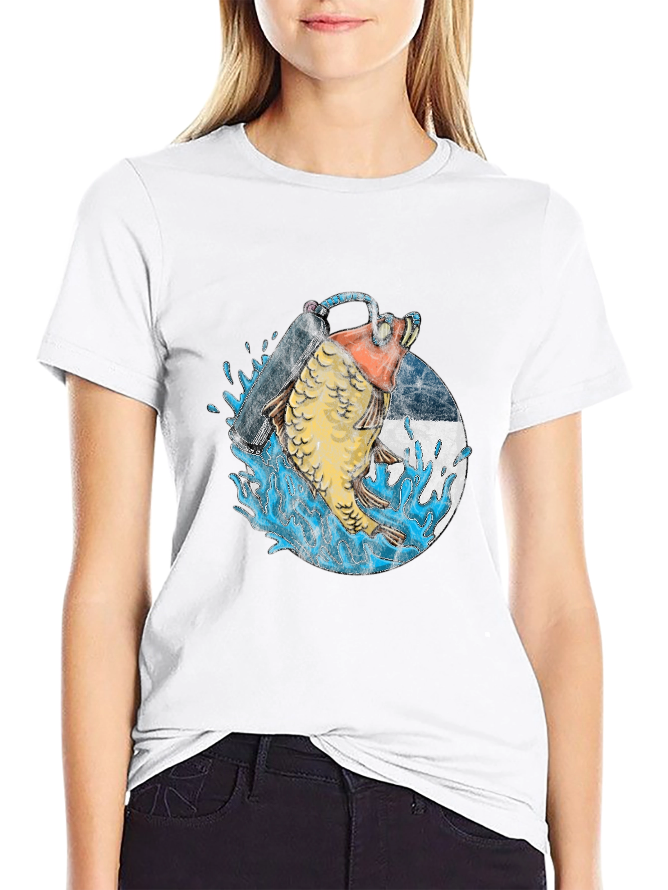 Diving Fish Graphic Tee - Black