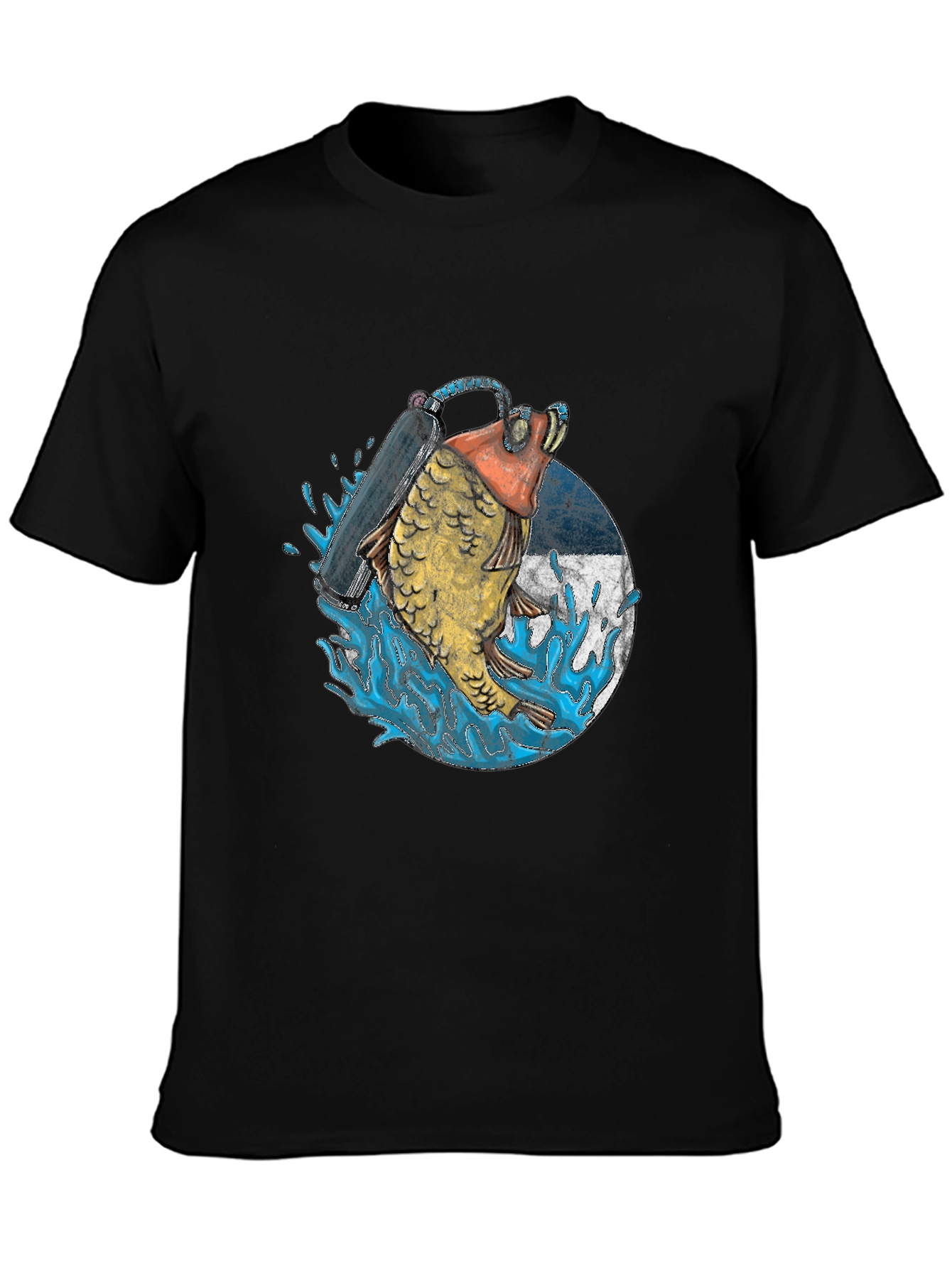 Diving Fish Graphic Tee - Black