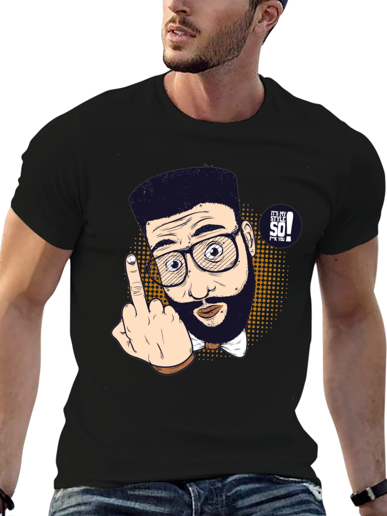 Funny Cartoon Middle Finger Graphic Tee