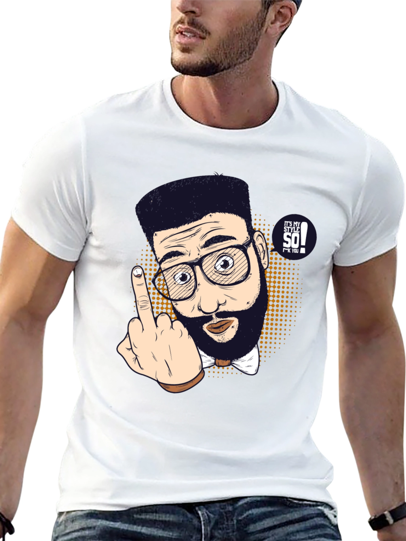 Funny Cartoon Middle Finger Graphic Tee