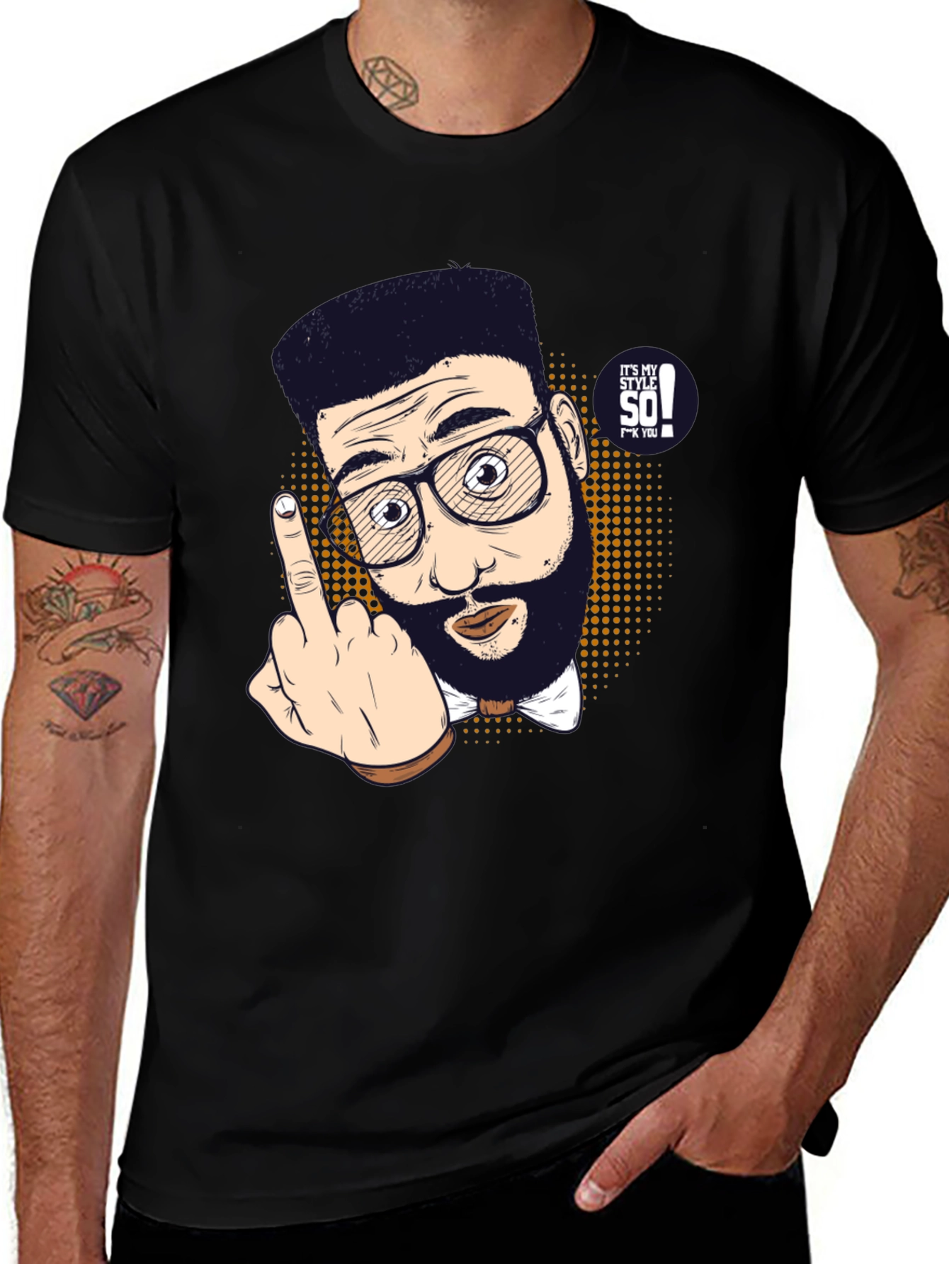 Funny Cartoon Middle Finger Graphic Tee
