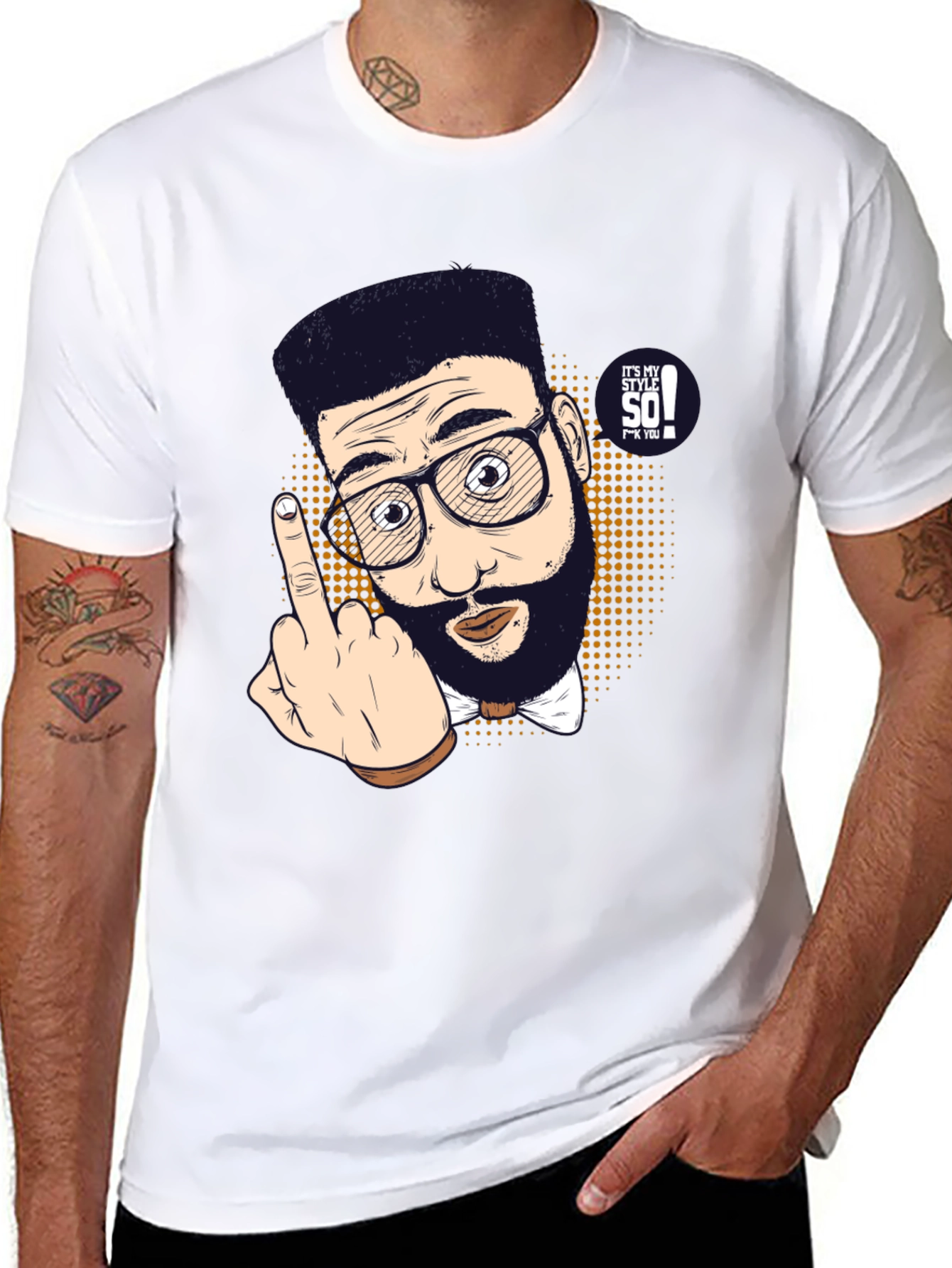 Funny Cartoon Middle Finger Graphic Tee