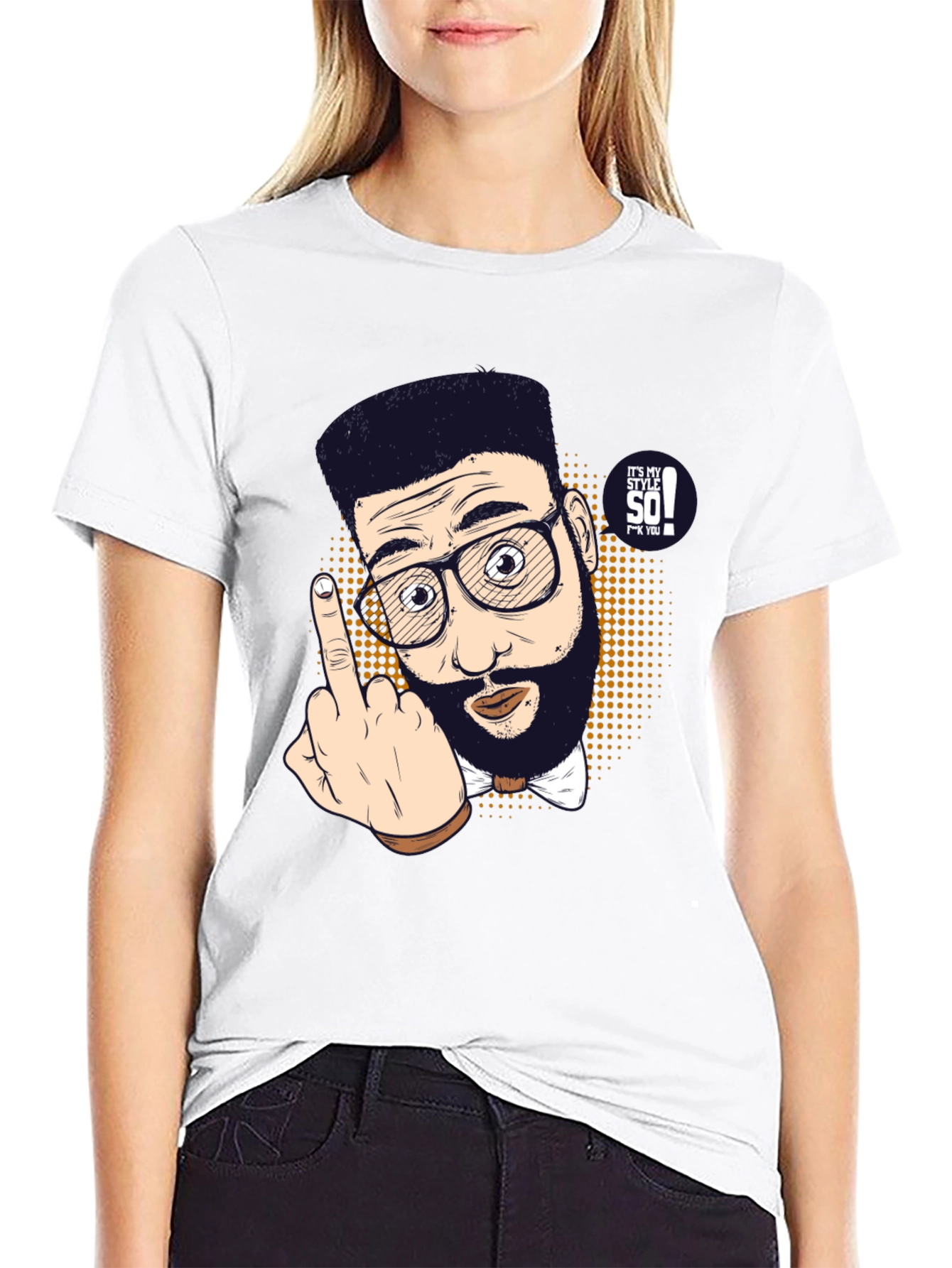 Funny Cartoon Middle Finger Graphic Tee