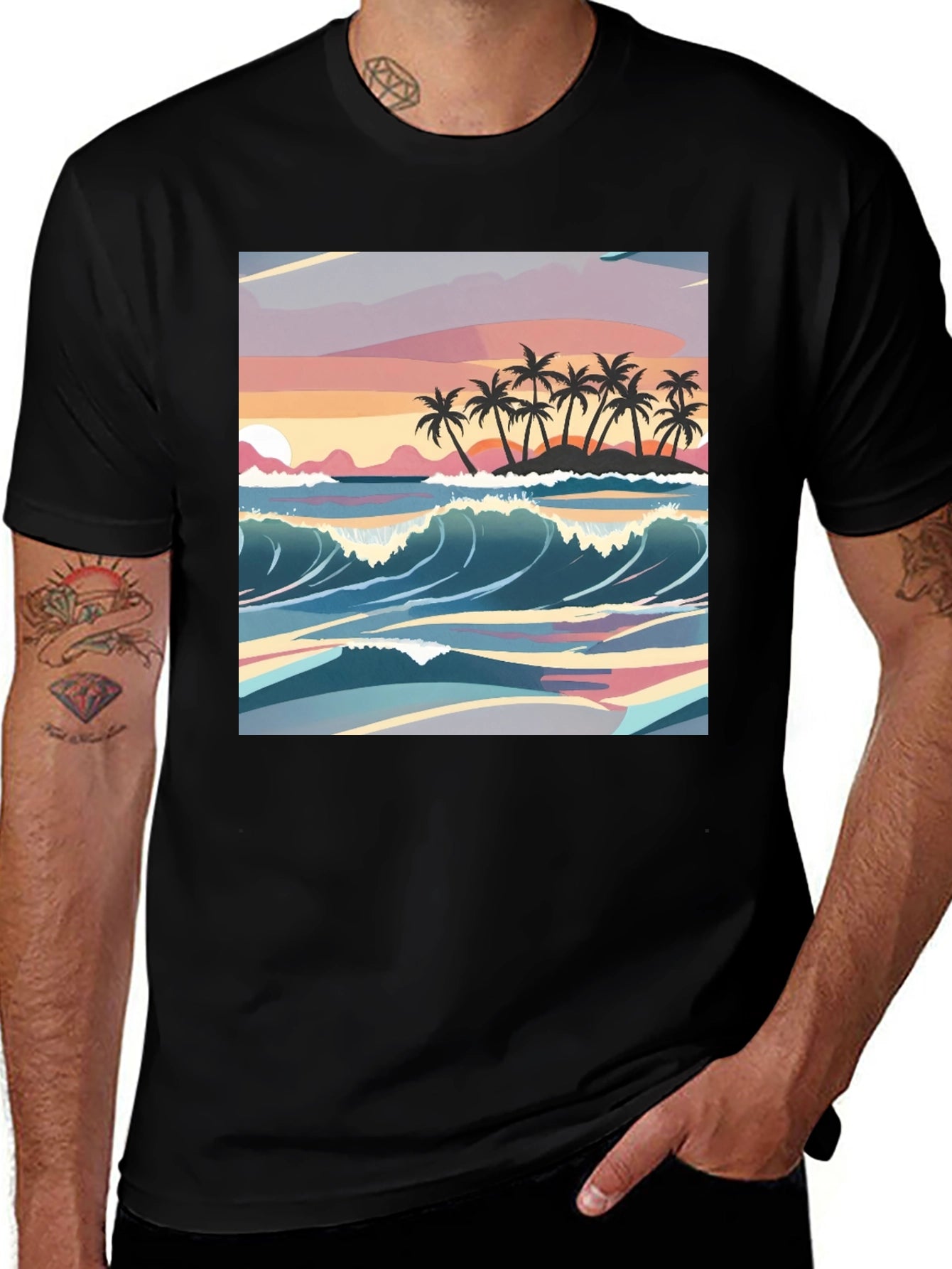 Tropical Sunset Graphic Tee - Island Vibes
