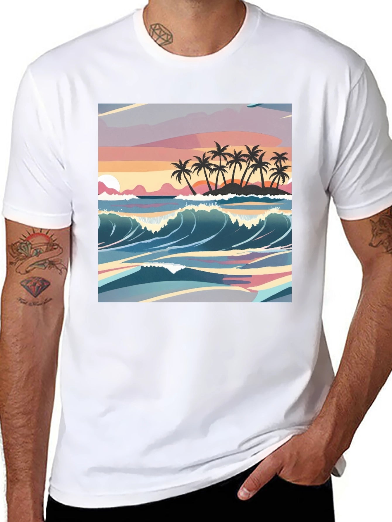 Tropical Sunset Graphic Tee - Island Vibes