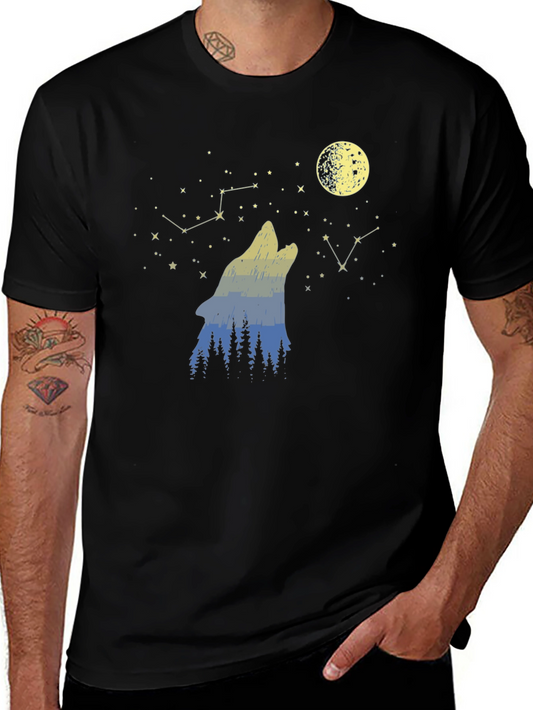 Wolf Moon Forest Graphic Tee - Mens Black T-Shirt