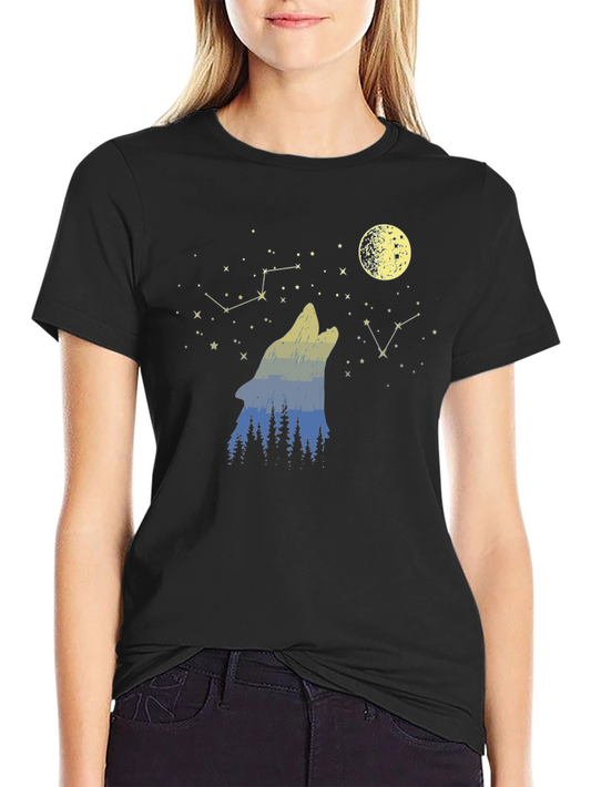 Wolf Moon Forest Graphic Tee - Mens Black T-Shirt