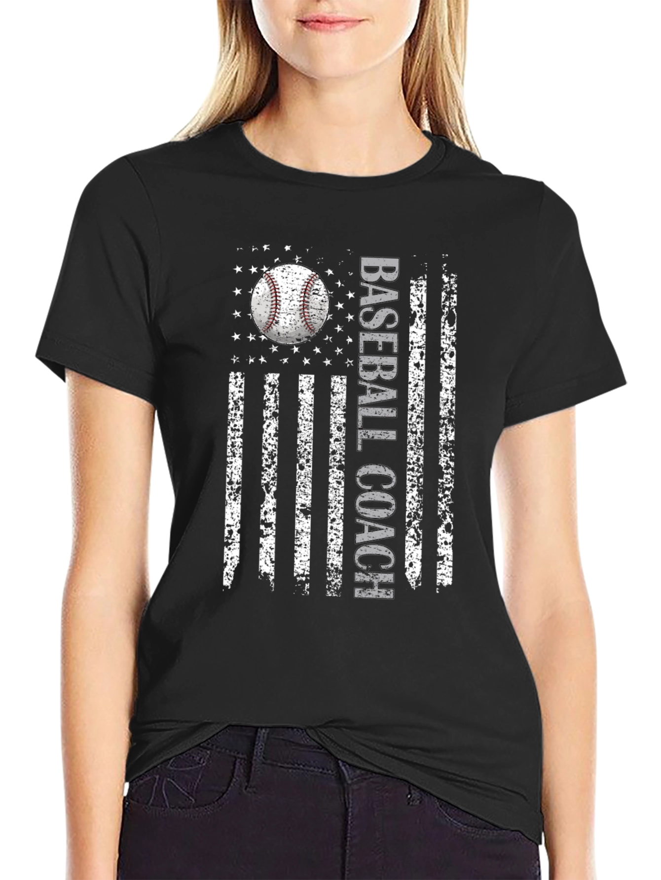 Baseball Coach USA Flag T-Shirt