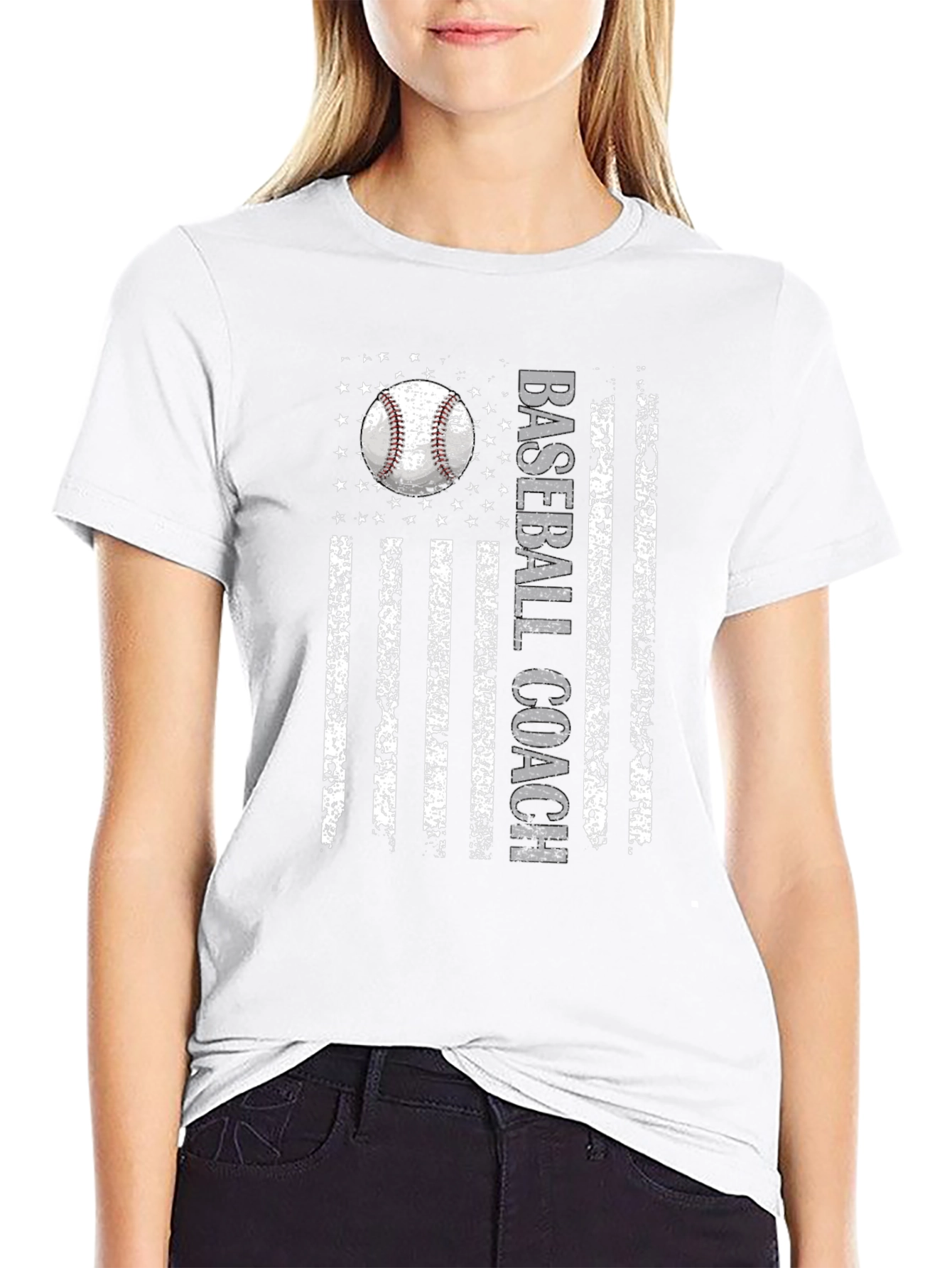 Baseball Coach USA Flag T-Shirt