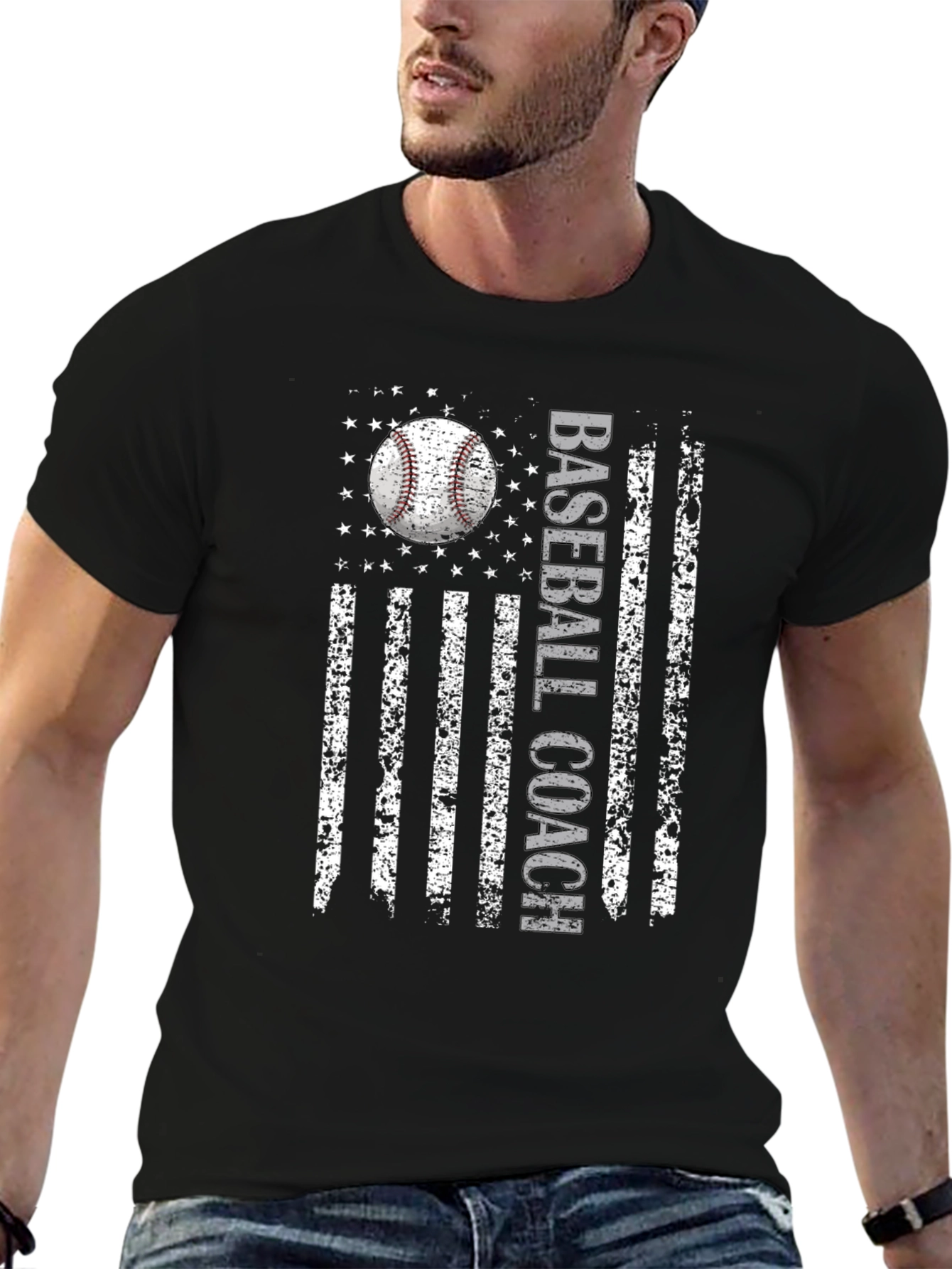 Baseball Coach USA Flag T-Shirt