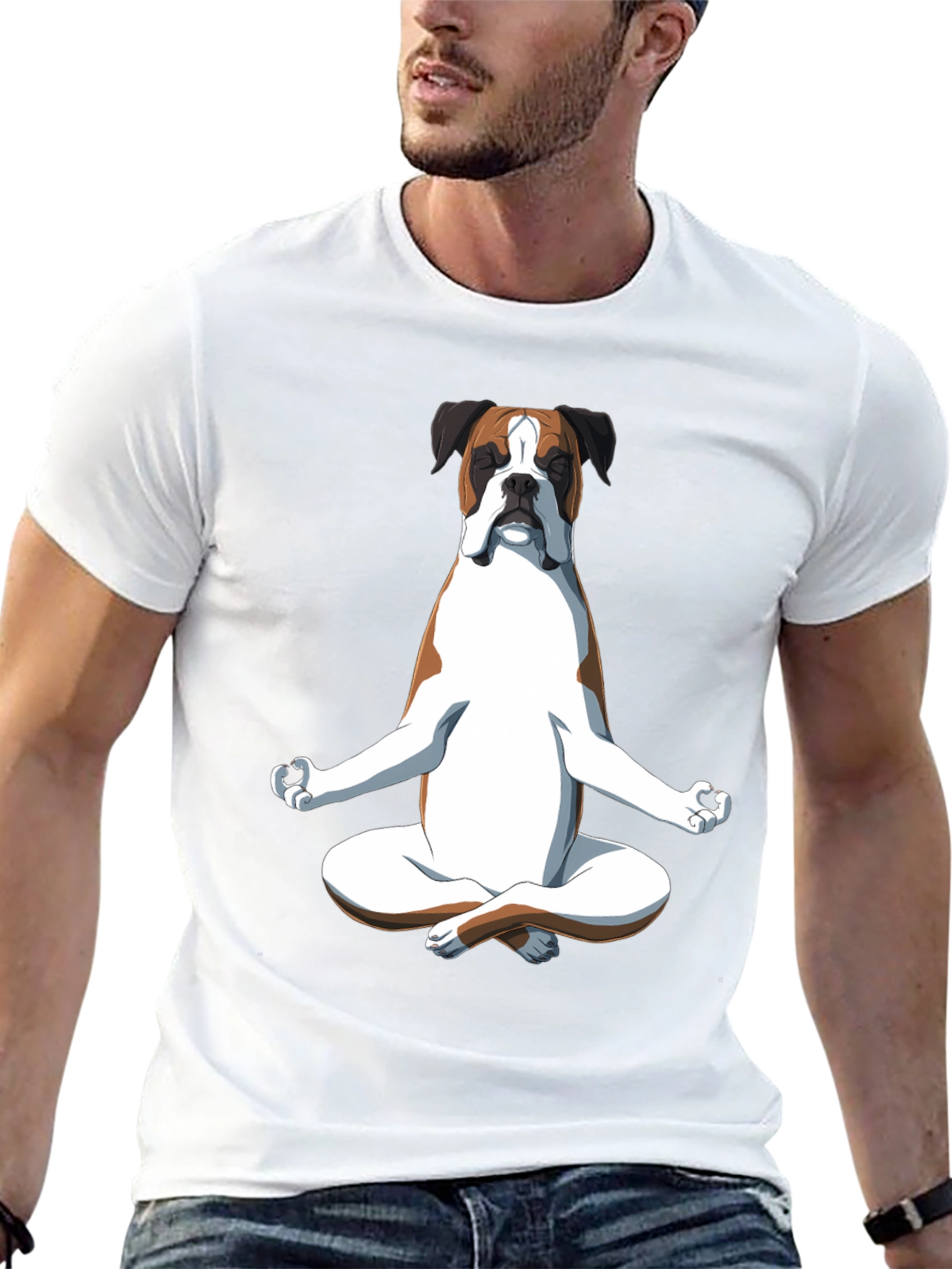 Zen Boxer Dog T-Shirt - Meditating Canine Tee