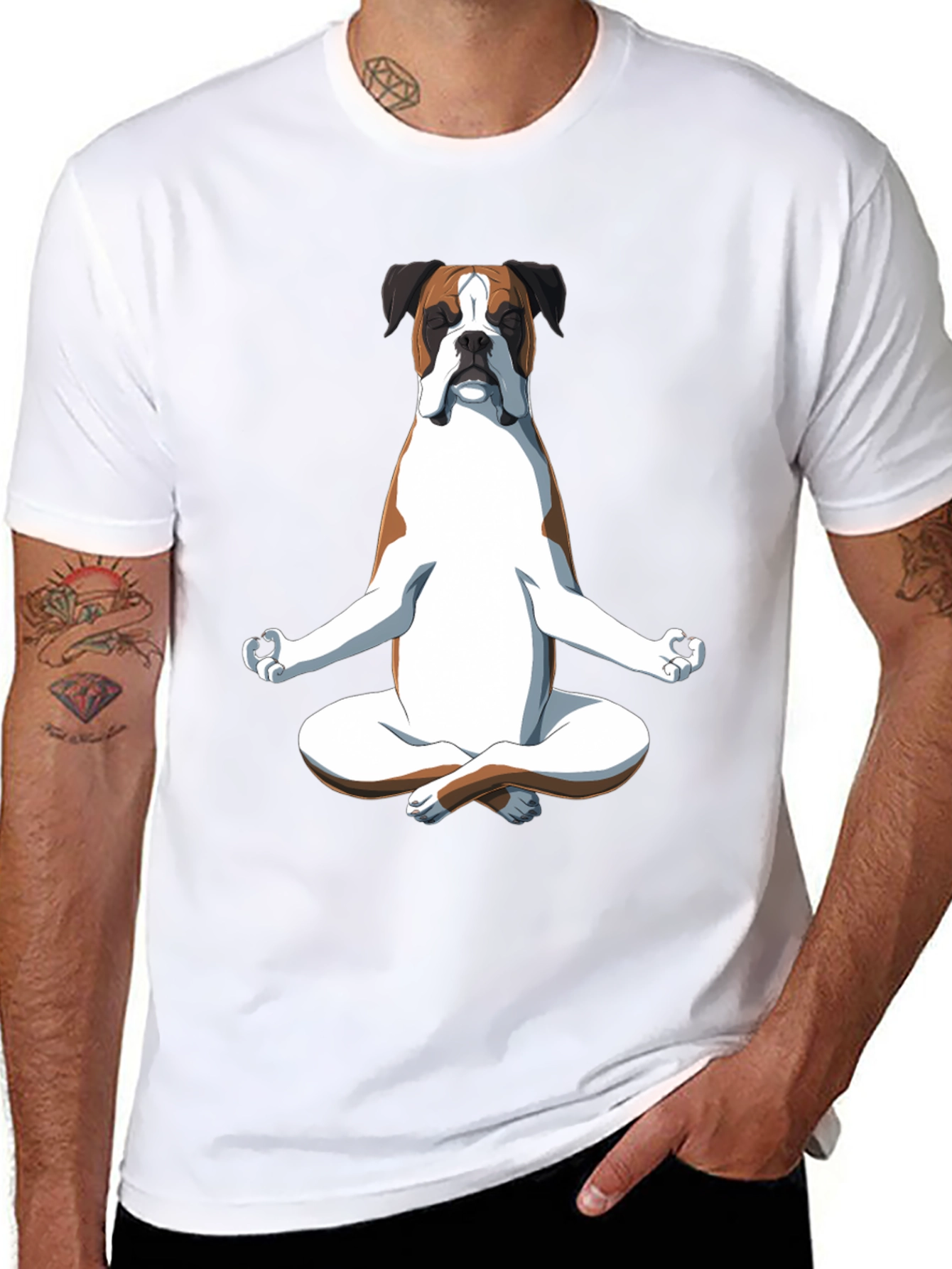 Zen Boxer Dog T-Shirt - Meditating Canine Tee
