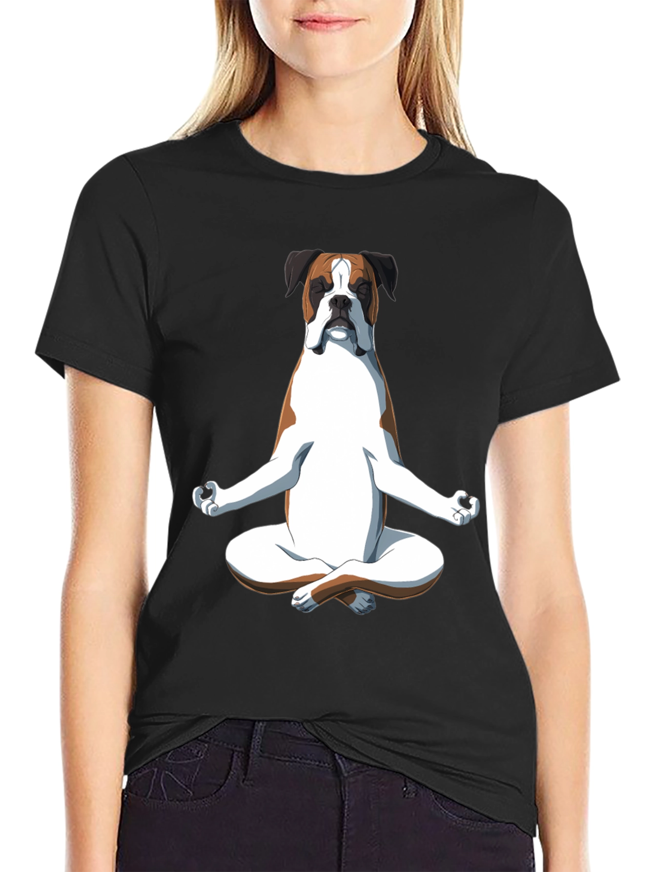 Zen Boxer Dog T-Shirt - Meditating Canine Tee