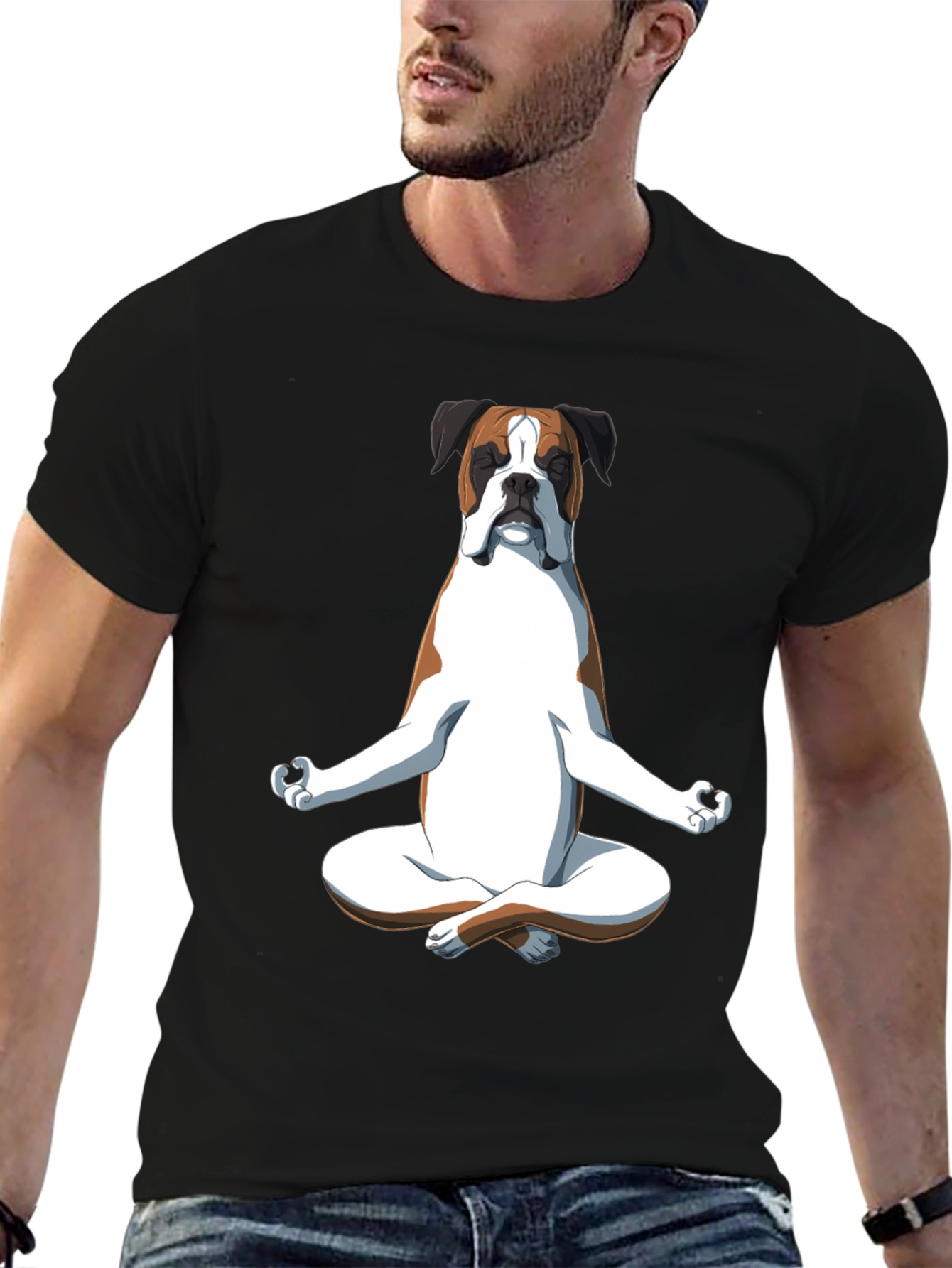 Zen Boxer Dog T-Shirt - Meditating Canine Tee
