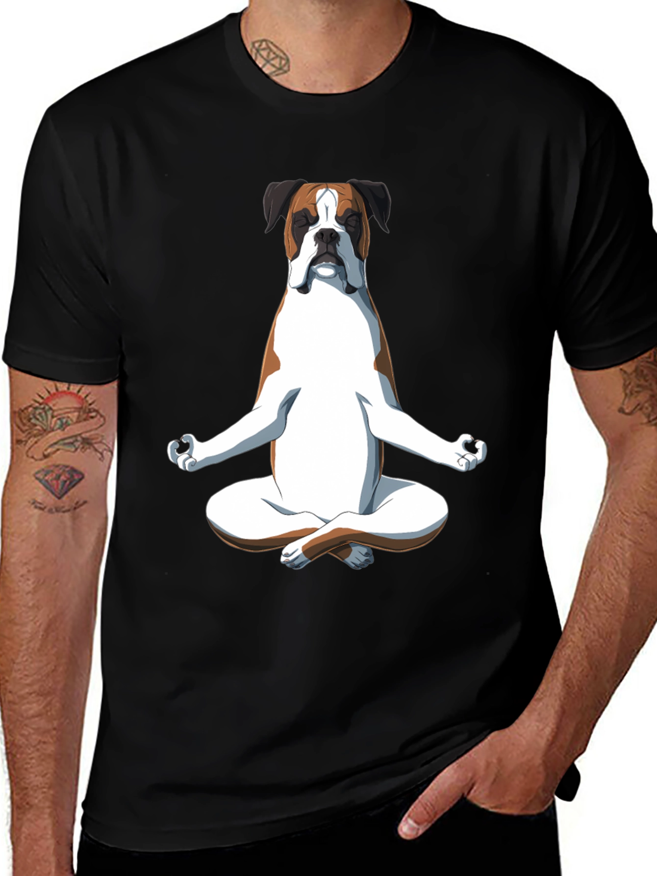 Zen Boxer Dog T-Shirt - Meditating Canine Tee