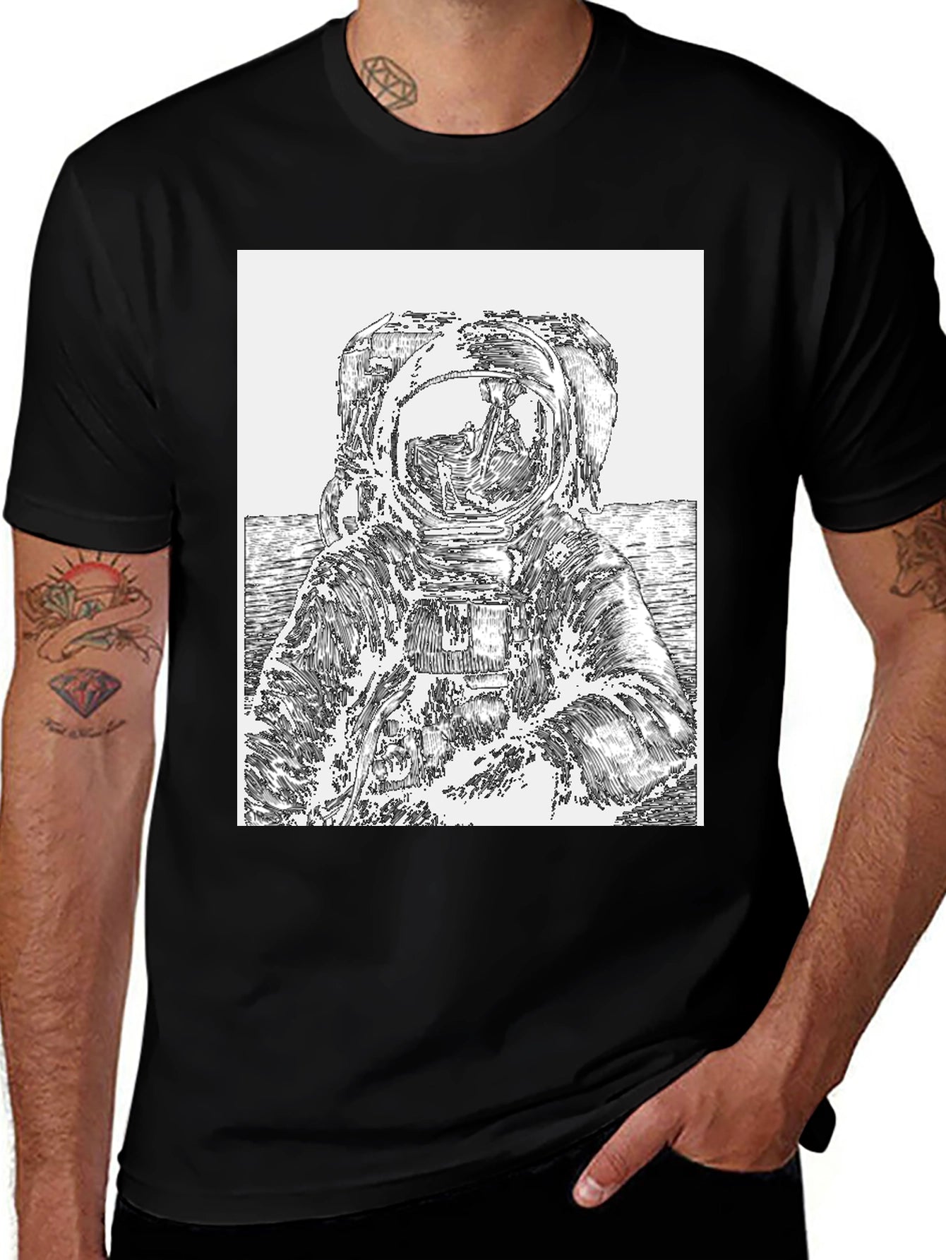 Astronaut Graphic Tee - Black Cotton T-Shirt
