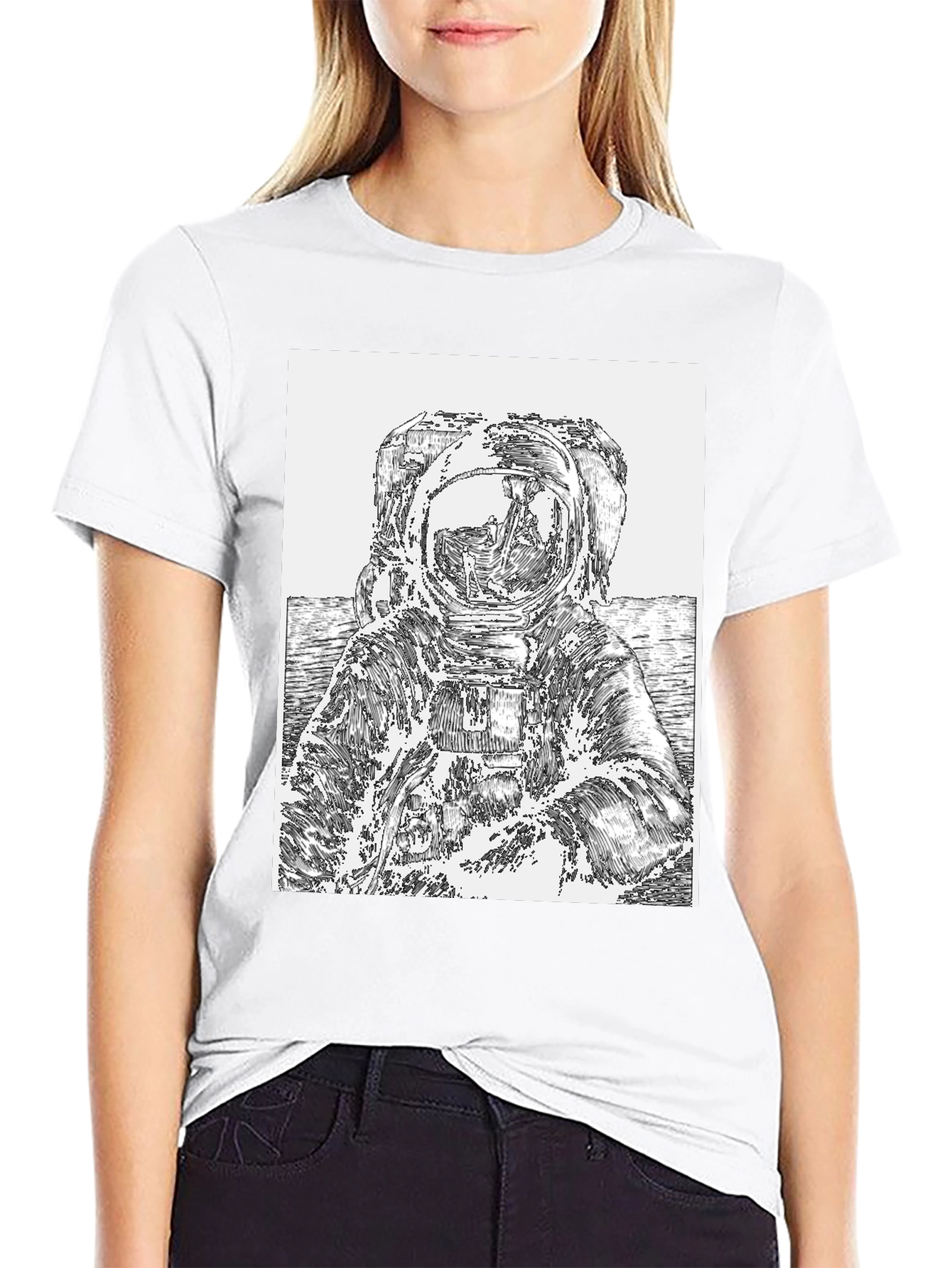 Astronaut Graphic Tee - Black Cotton T-Shirt