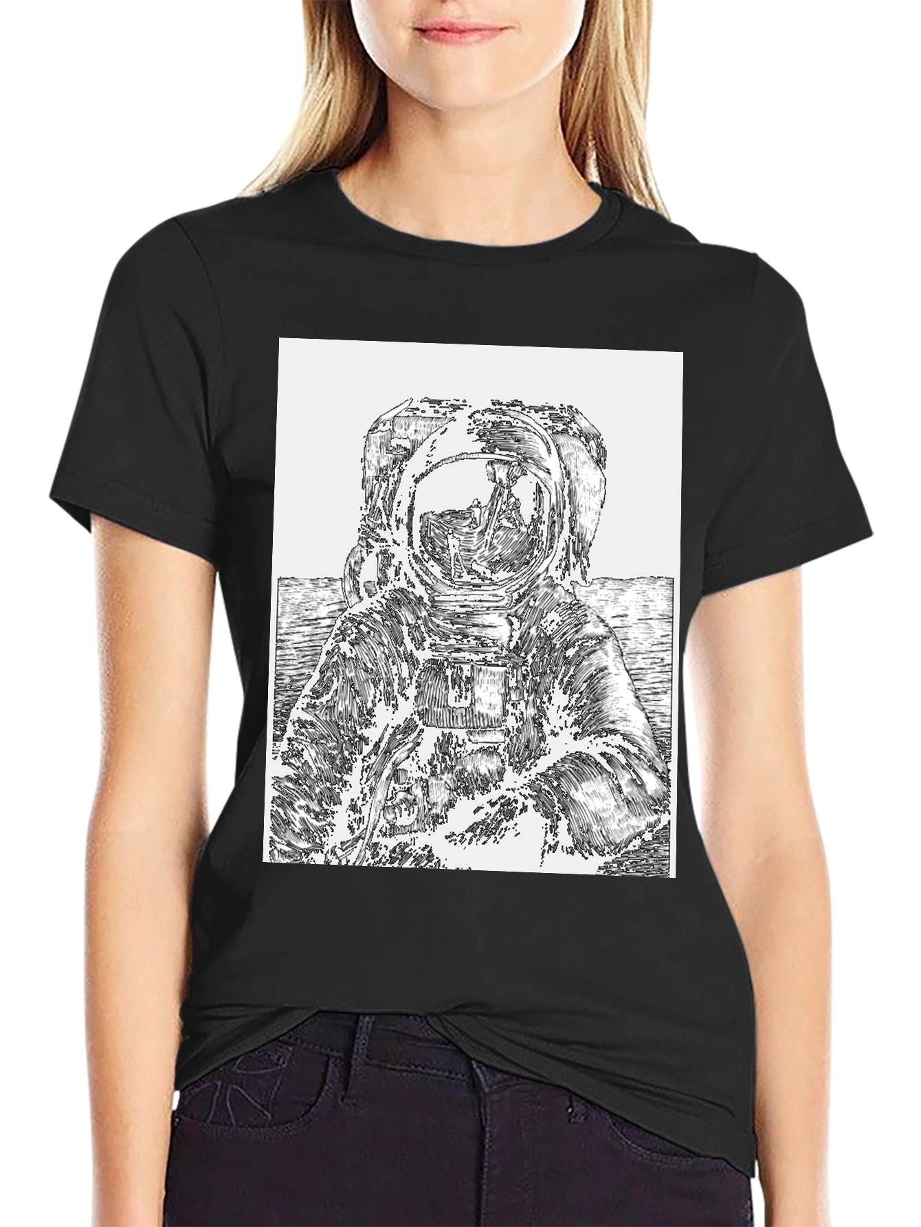 Astronaut Graphic Tee - Black Cotton T-Shirt