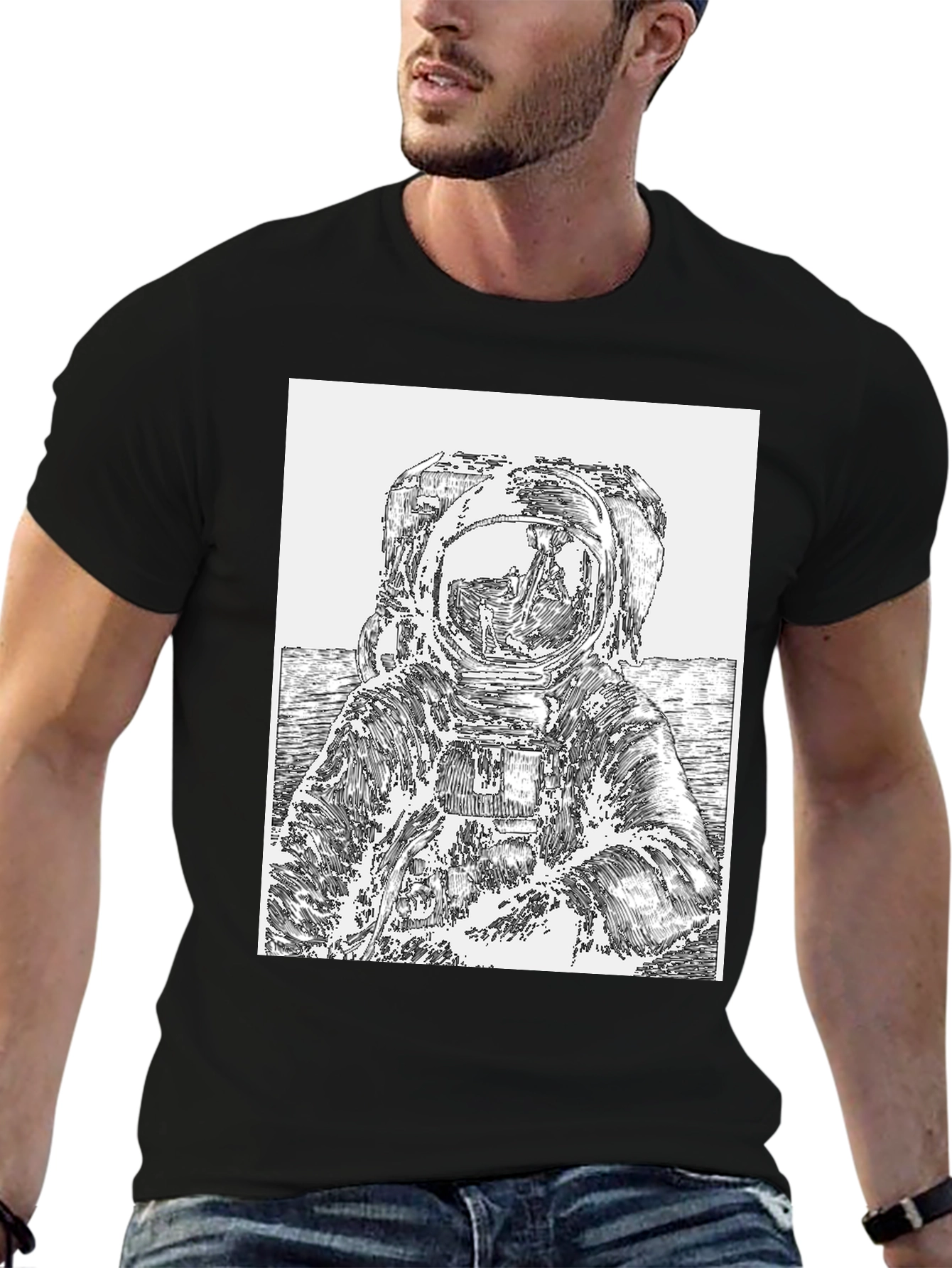 Astronaut Graphic Tee - Black Cotton T-Shirt