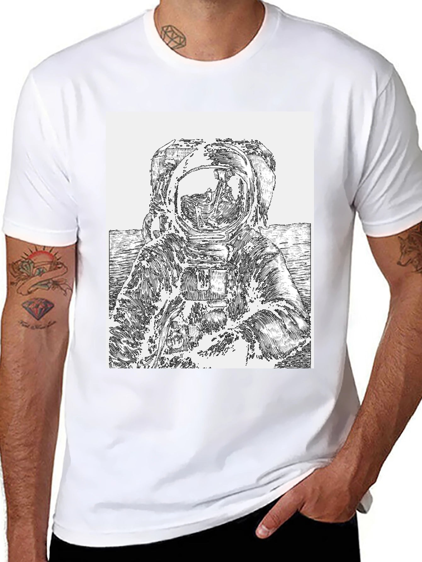 Astronaut Graphic Tee - Black Cotton T-Shirt