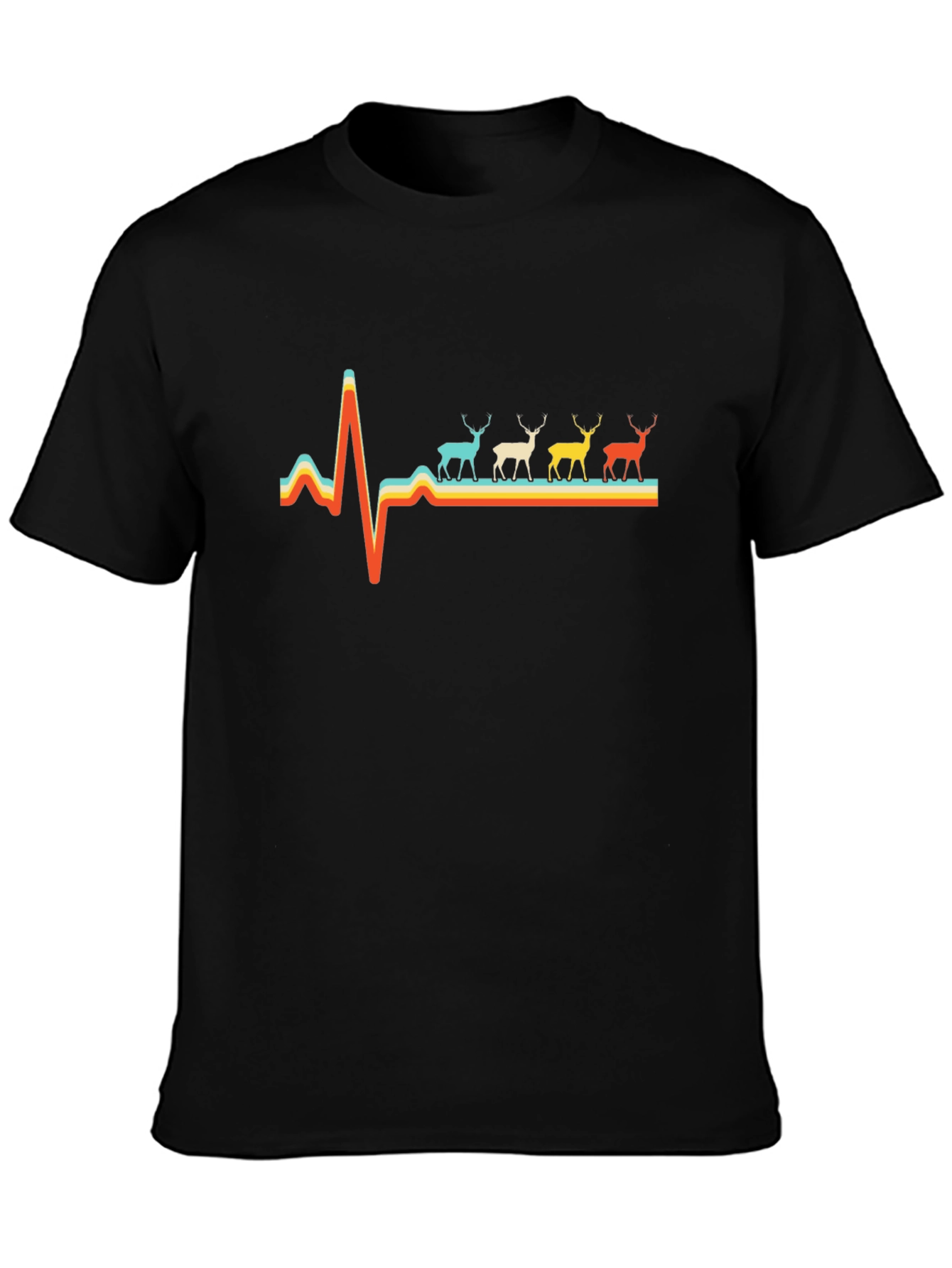 Deer Heartbeat Graphic Tee - Black Unisex Shirt