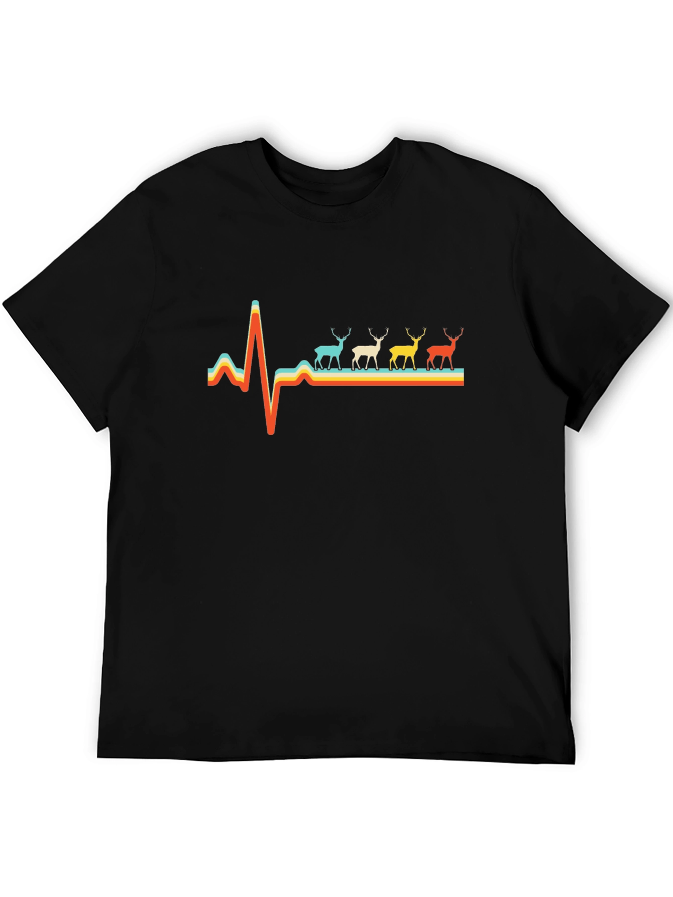 Deer Heartbeat Graphic Tee - Black Unisex Shirt