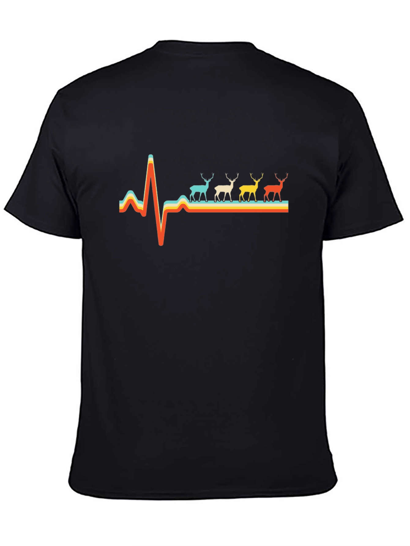 Deer Heartbeat Graphic Tee - Black Unisex Shirt