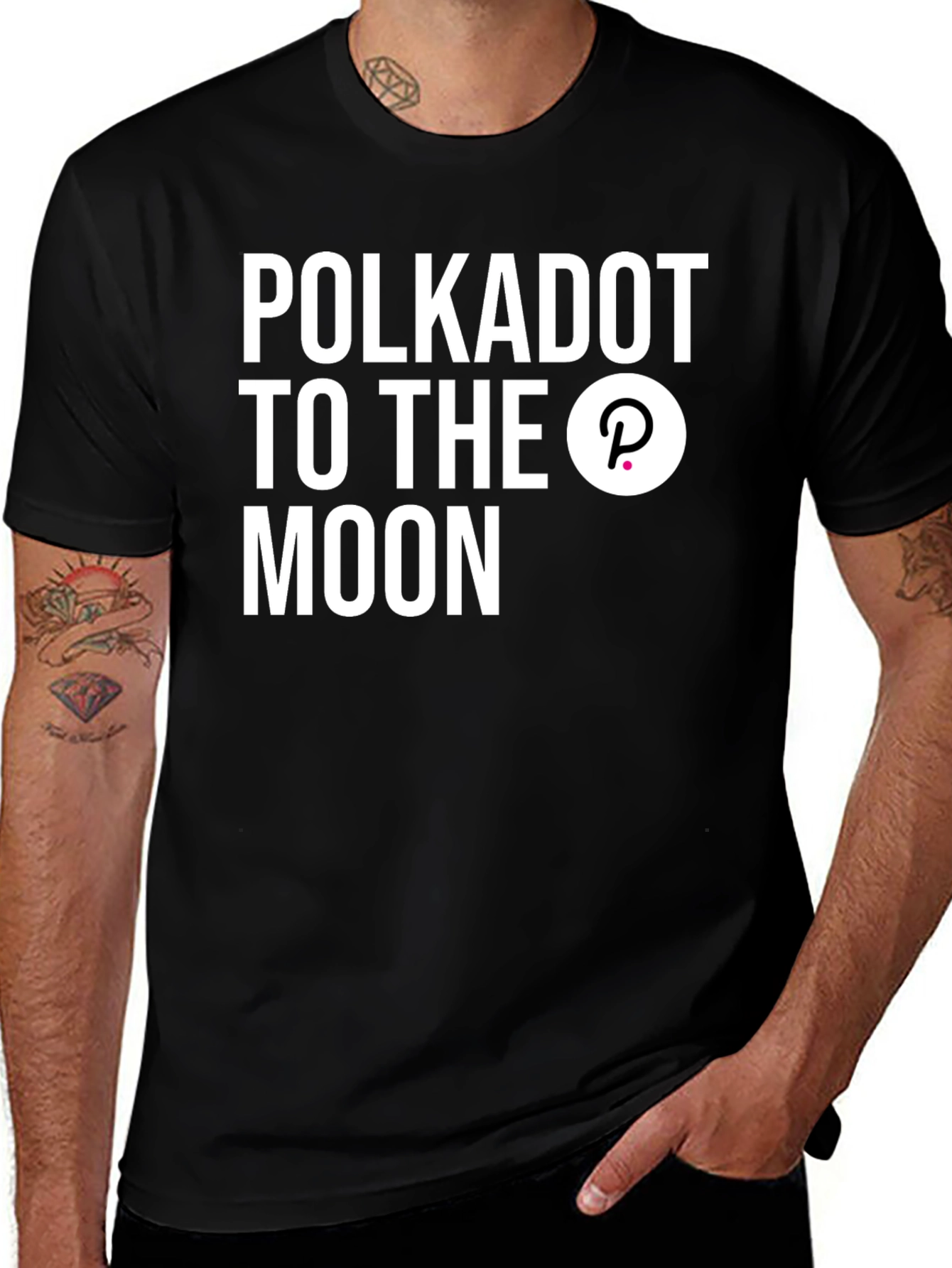 Polkadot Crypto To The Moon Black T-Shirt